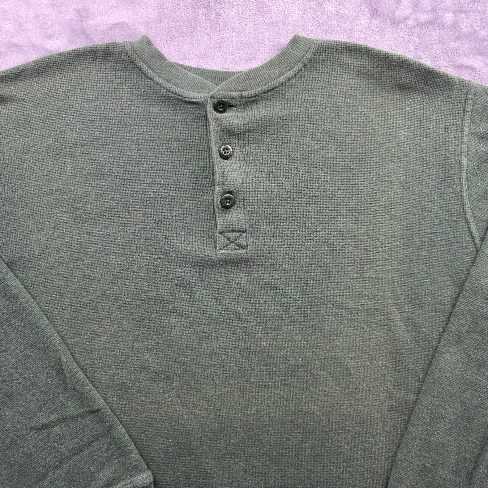 L.L. Bean Henley Shirt XL Green Mens Regular Fit Cotton Waffle Thermal Outdoor gallery