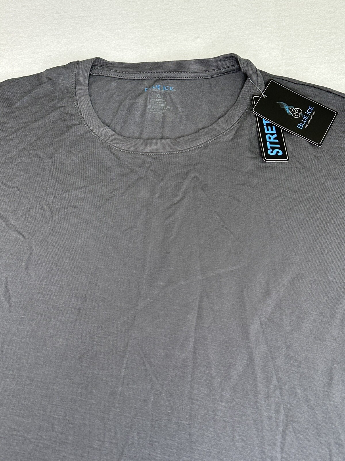 NWT Blue Ice Preminum Clothing Mens T-shirt Stretch Gray Short Sleeve Size XL