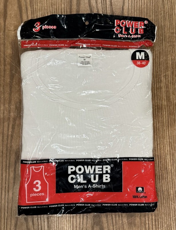 Men’s Size M (38-40) Power Club 3 Pack A-Shirt – A0026