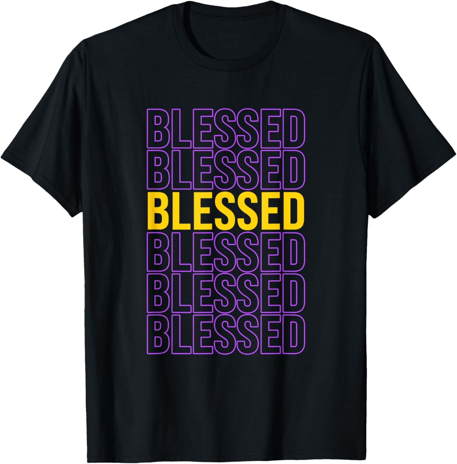 Purple and Golds Blessed-gold & Purple Color Graphic T-Shirt gallery