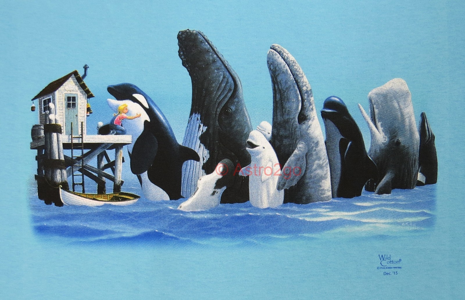 WHALE HUGGER-Orca Killer Blue Beluga Sperm Ocean Nature SLIGHT BLEMS T shirt S-L gallery