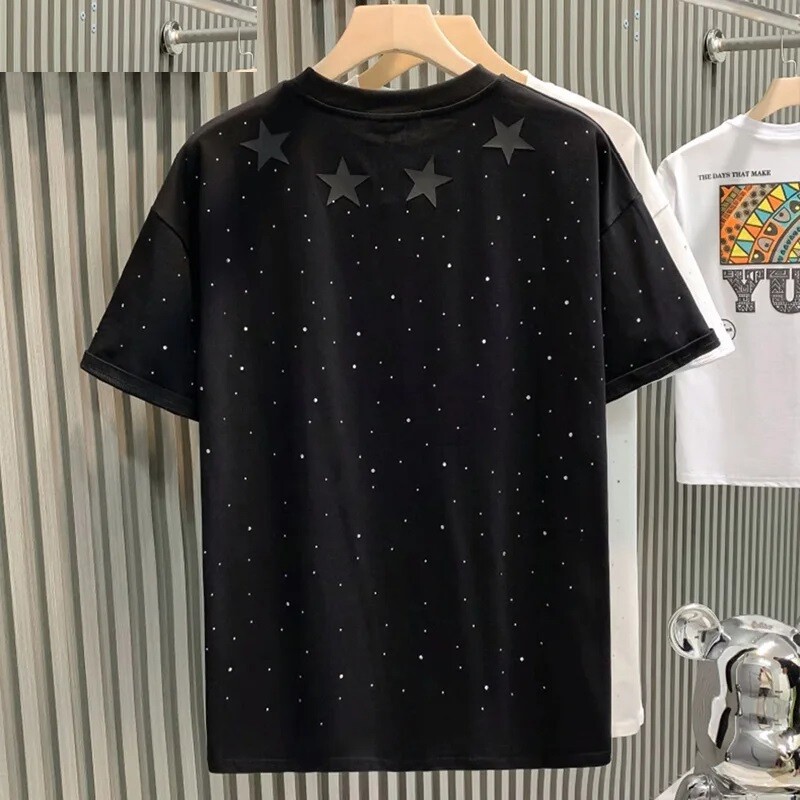 Fashion Trend Stars Rhinestone Diamond Summer Short Sleeve Luxury Men T-Shirt gallery