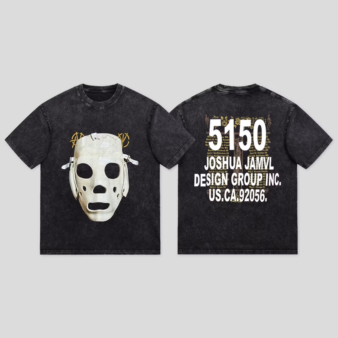 Two Side Joshua Jamal Tee 001 Mask Washed Black/Gray Reprint T-shirt S-5XL gallery