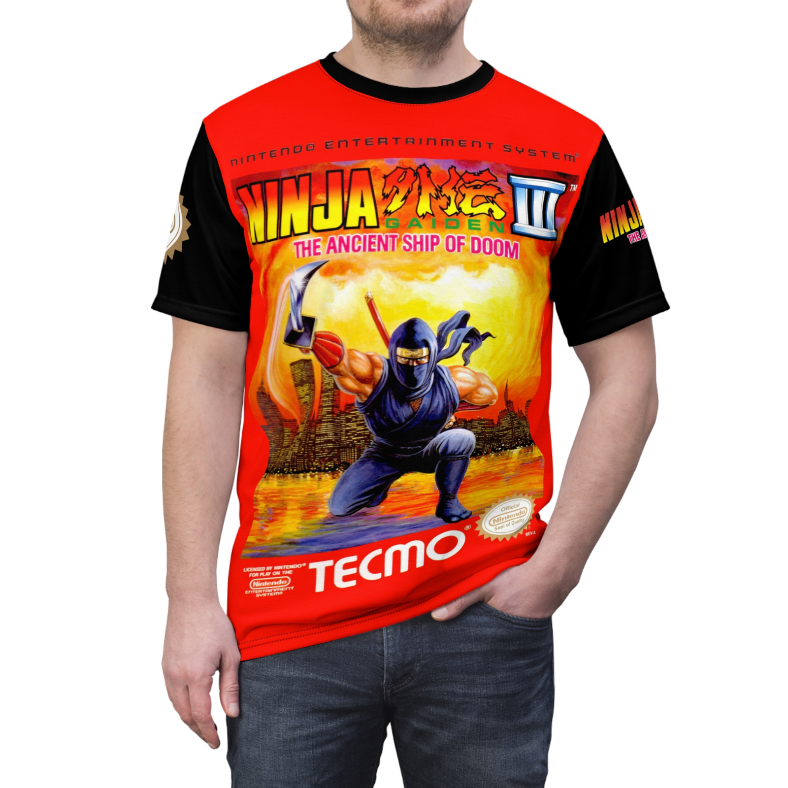 Ninja Gaiden III 1991 NES Retro Video Game Nintendo Box Cover Game T-Shirt gallery