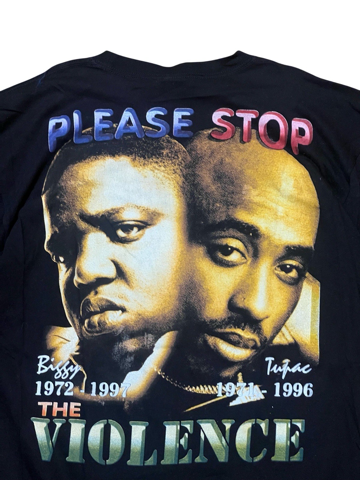 Vintage 1990’s Biggie & Tupac Memorial Please Stop The Violence Hip Hop Rap Tee gallery