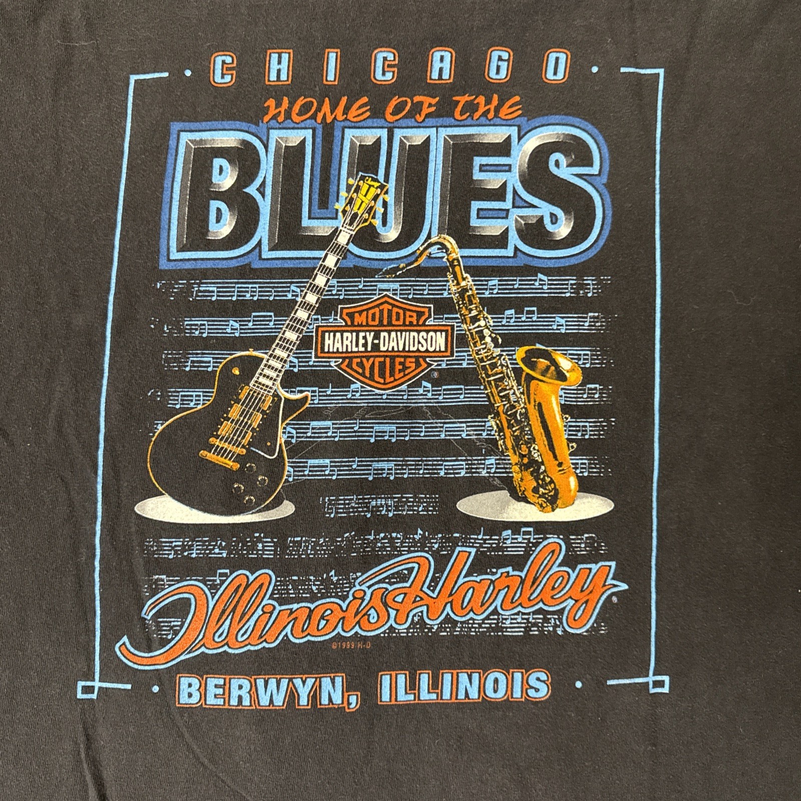 Vintage Harley Davidson Chicago Home of the Blues T Shirt Holoubek Large USA gallery