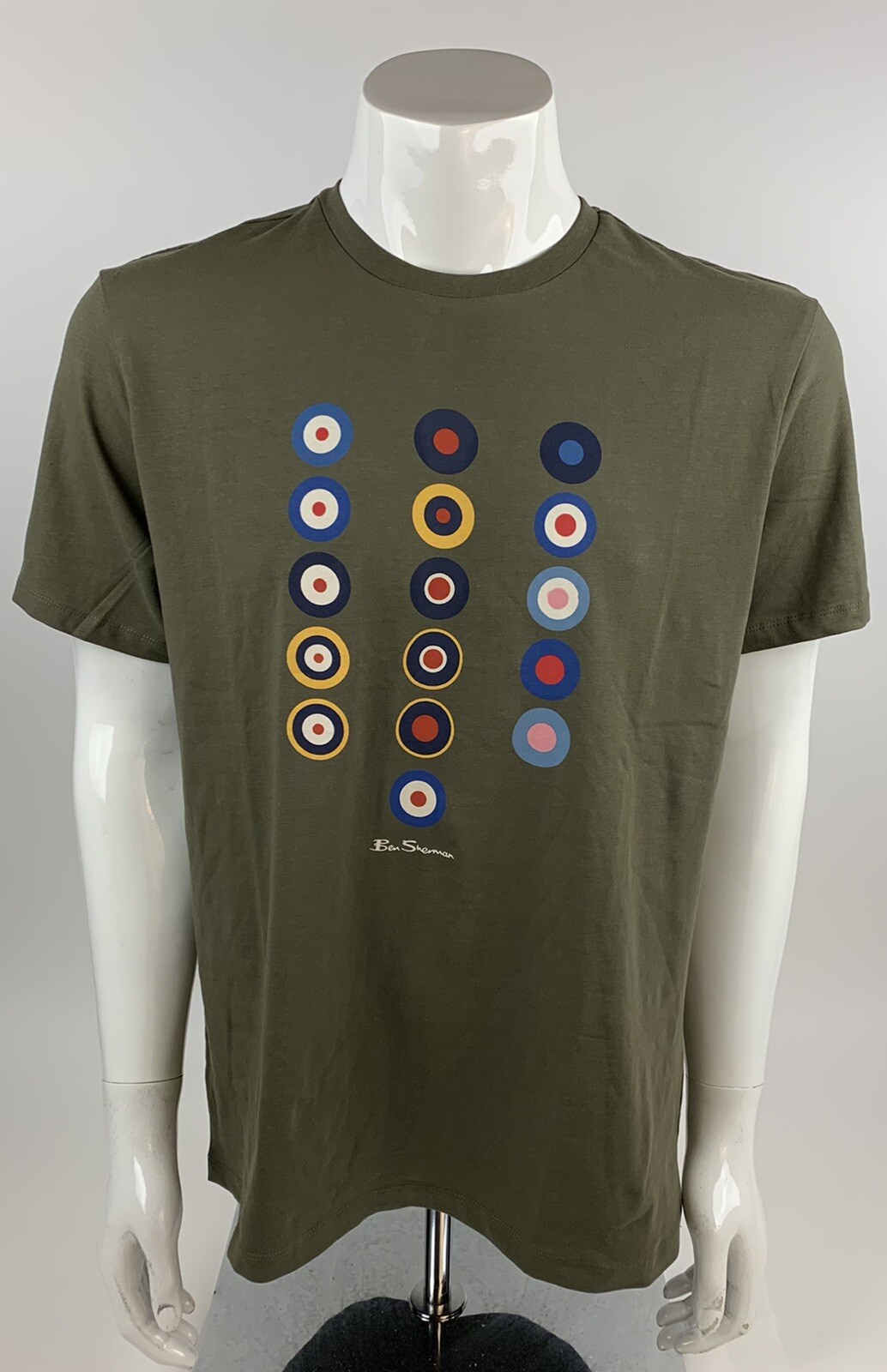 Ben Sherman British MOD Style Olive Cotton / Spandex Graphic T-Shirt Medium gallery