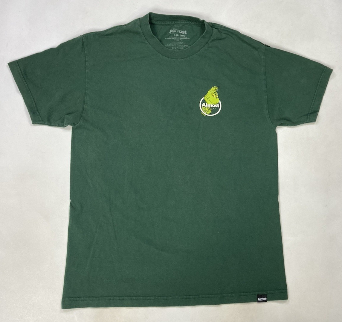 Almost Skateboard Dr Seuss Grinch Graphic T-shirt Men Large Green Short Sleeve gallery