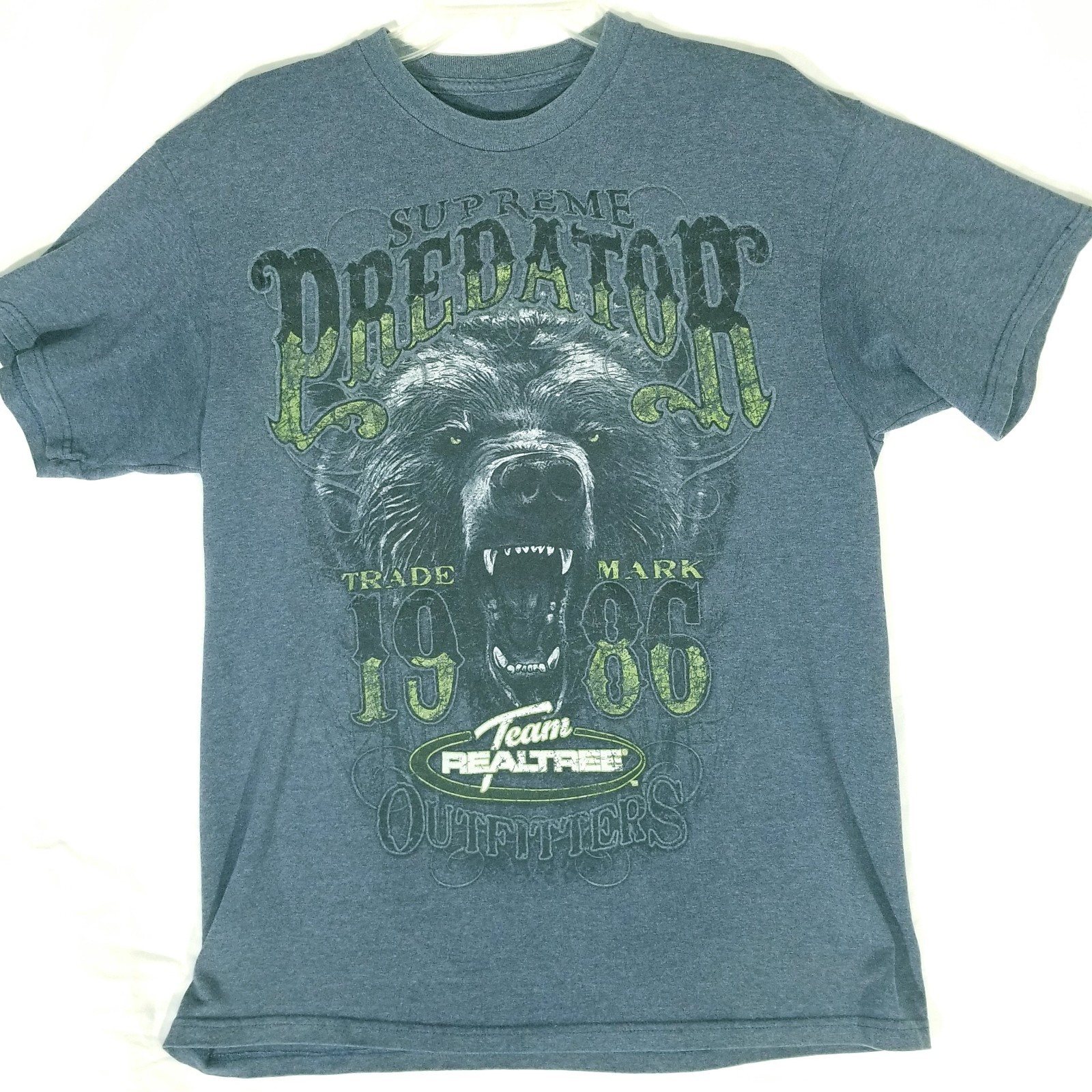 Realtree Shirt Men Medium Blue Gray Supreme Predator Grizzly Bear Graphic Tee gallery