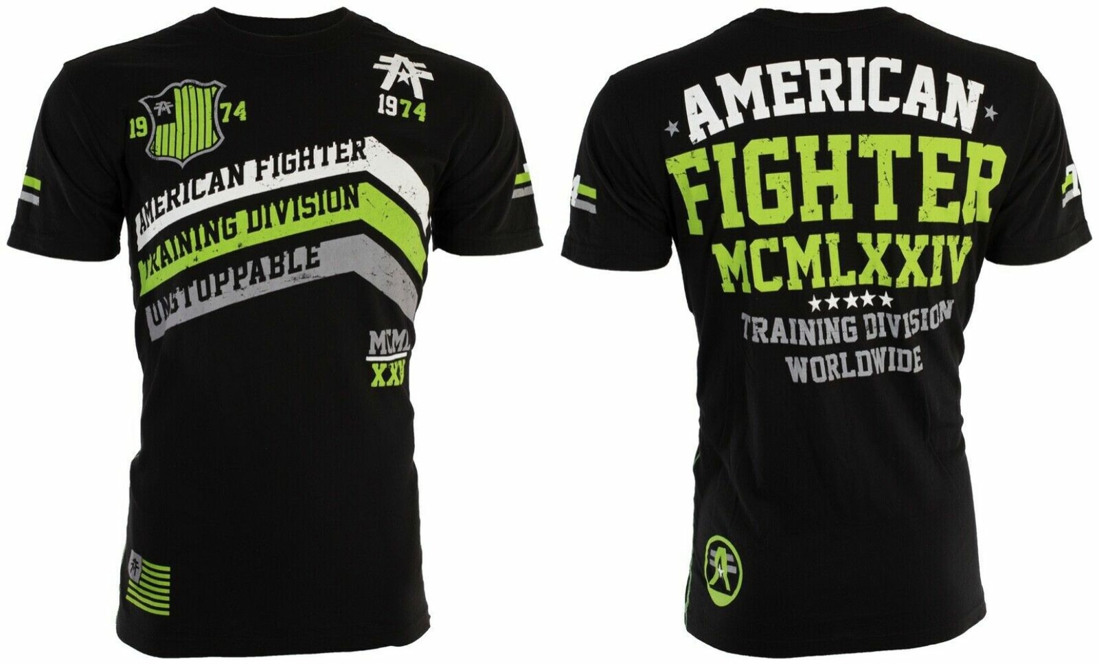 AMERICAN FIGHTER Corner Black Neon Green Athletic Mens Crewneck T-shirt S-3XL gallery