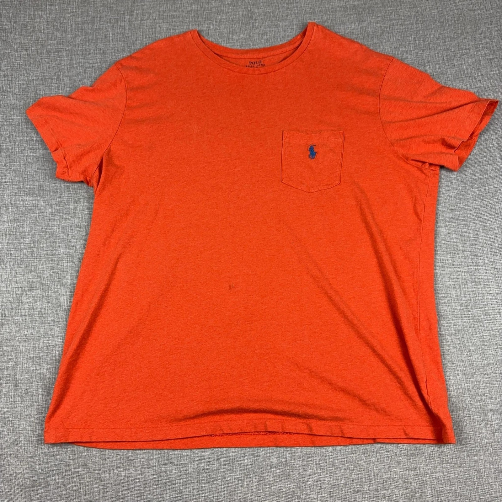 Polo Ralph Lauren Shirt Mens XL Orange Pocket Tagless Crewneck Cotton Jersey gallery