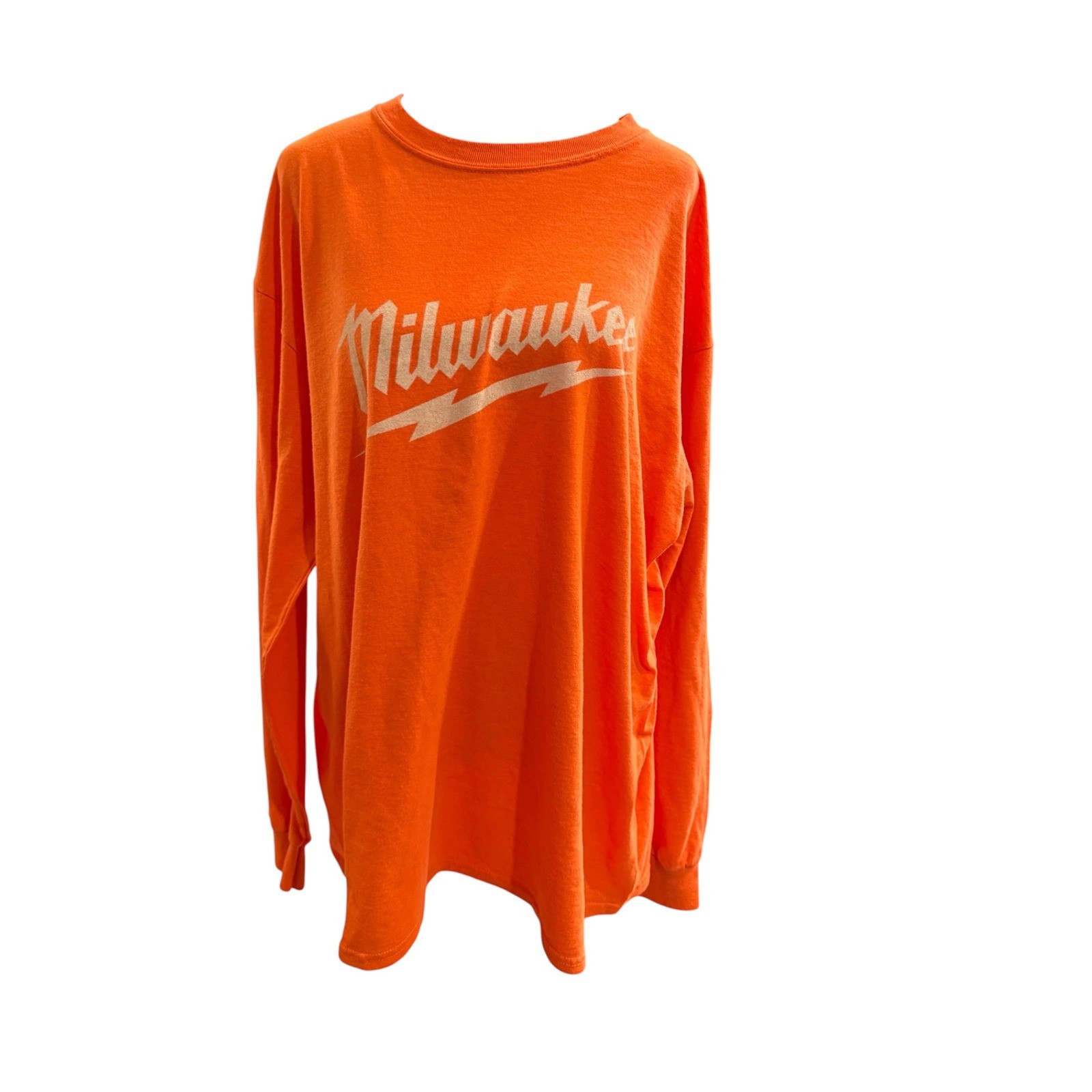Milwaukee Tool Long Sleeve Graphic T-Shirt Orange Skull Mens XL Port & Company