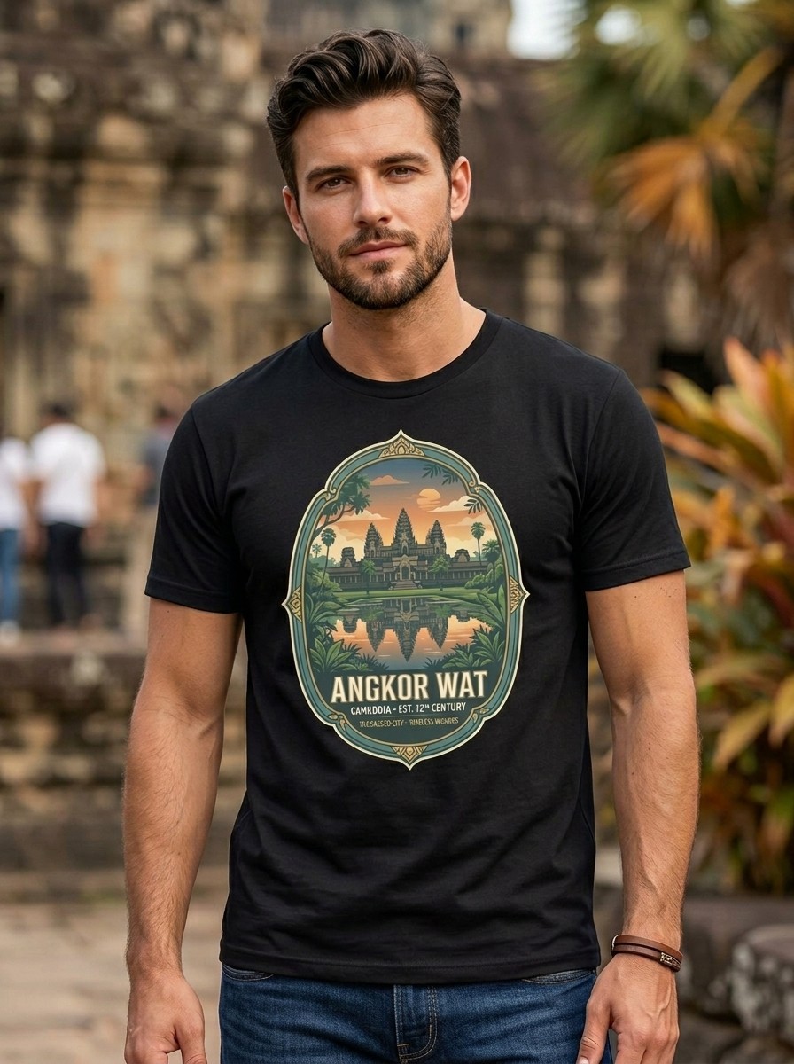 Angkor Wat Cambodia Temple Graphic T-Shirt Travel Unisex Tee gallery