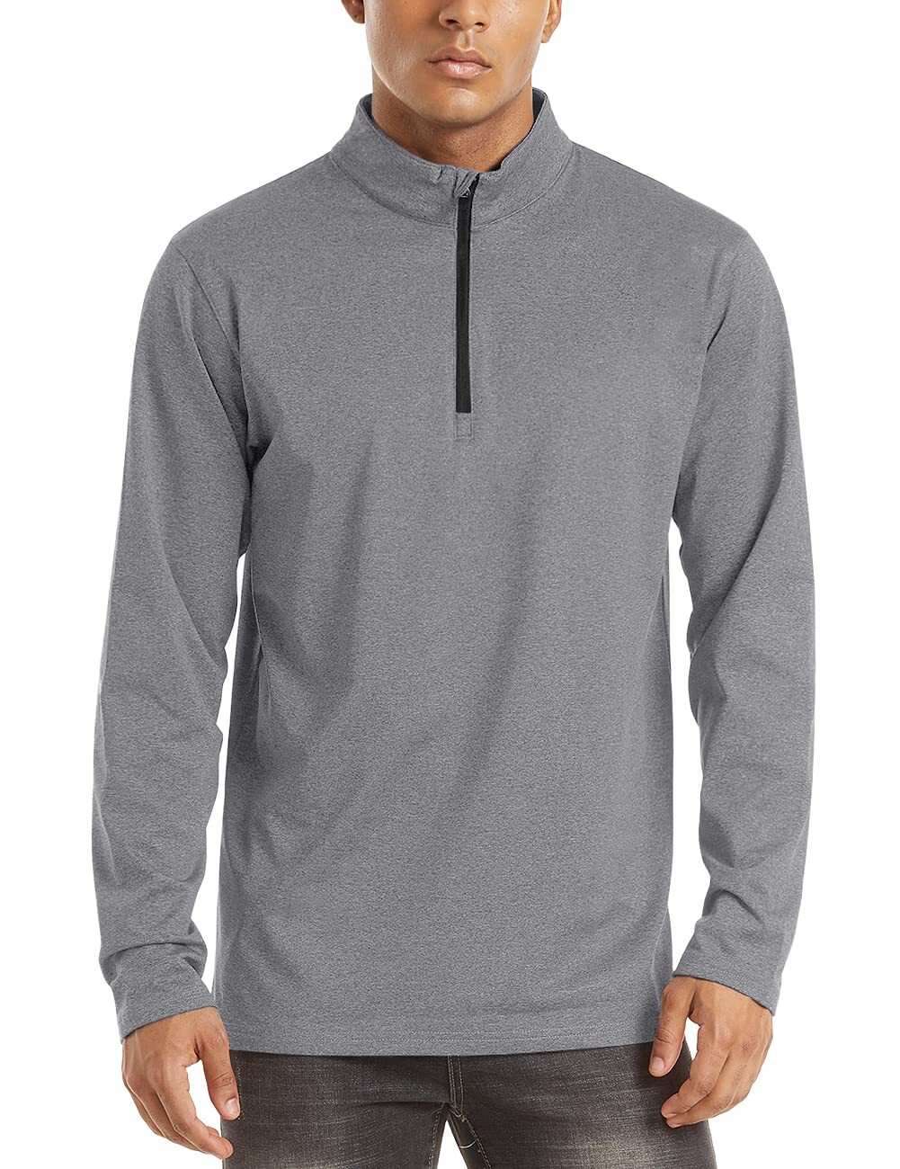 Mens Athletic Shirts Long Sleeve 1/4 Zip Lightweight Fleece Golf Active Pullover gallery
