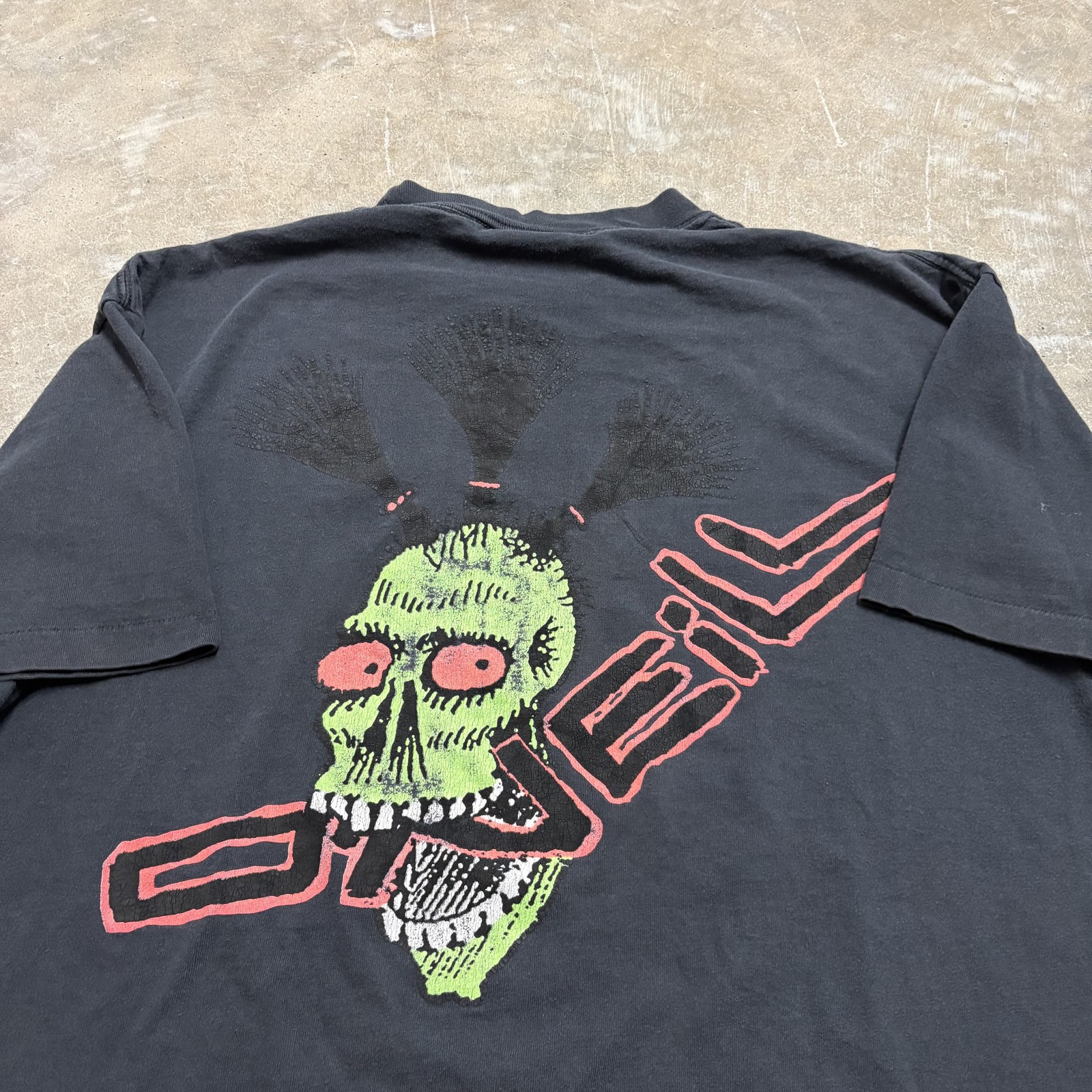 RARE O’Neill Skull Graphic Men’s Black T-Shirt Size XL Vintage 80s Skater Grunge