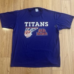 Vintage 90s Triway High School Titans Basketball Sixth Man T-Shirt Size XL Hoops