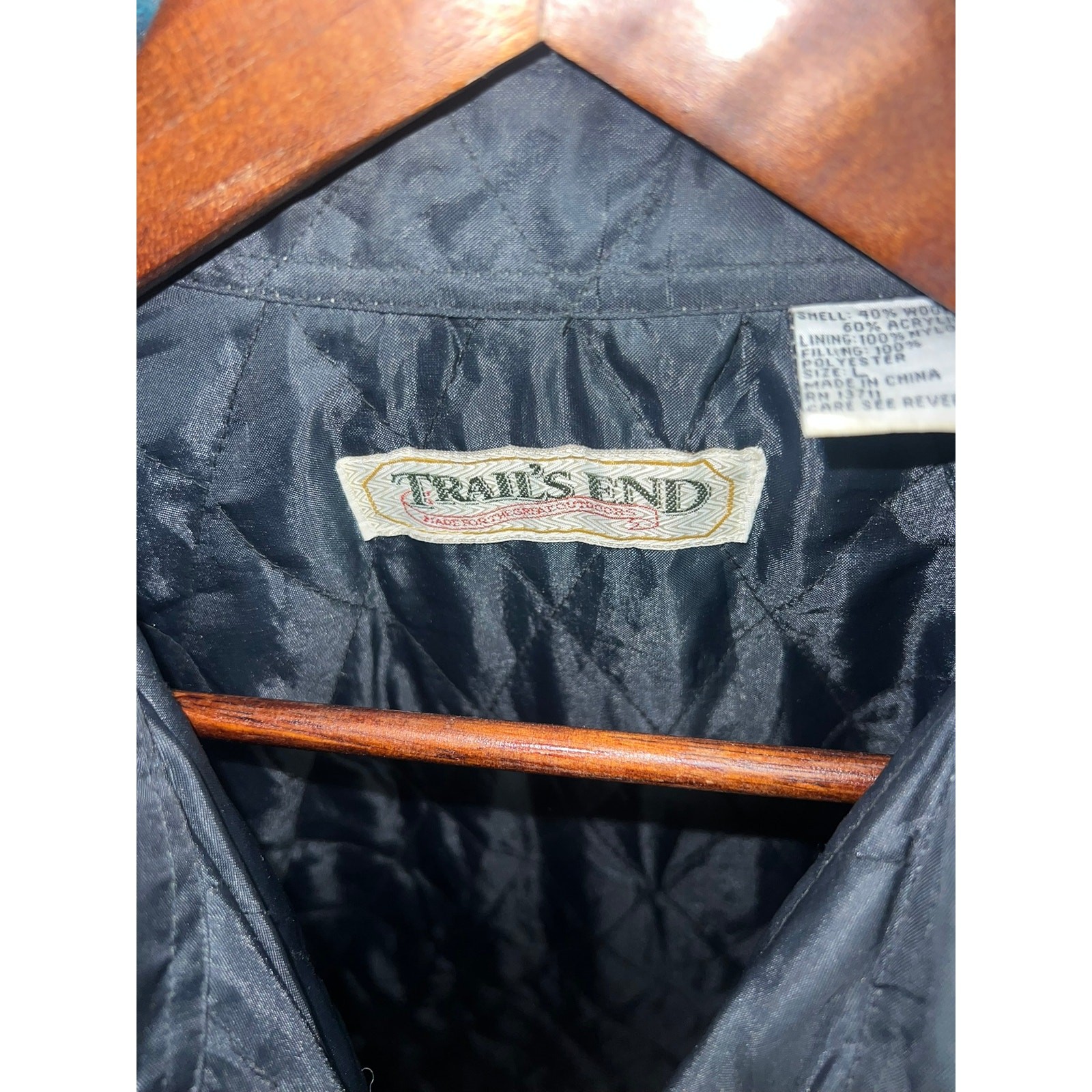 Vintage Trail's End Flannel Shirt Quilted Lined Plaid Teal Gray Western VTG L gallery