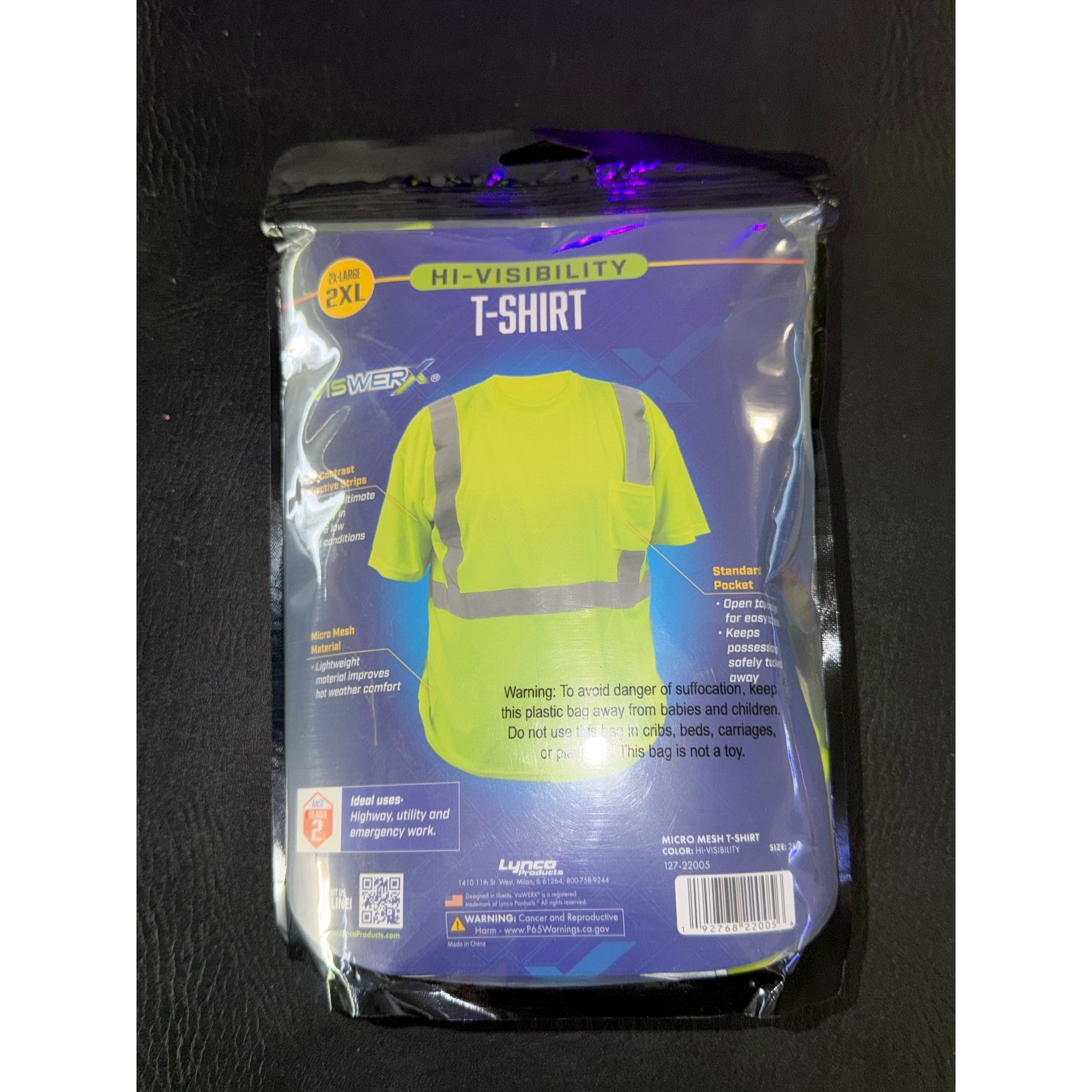 Viswerx Hi-Visibility T-Shirt Neon Yellow Reflective ANSI Class 2 2XL 127-22005 gallery