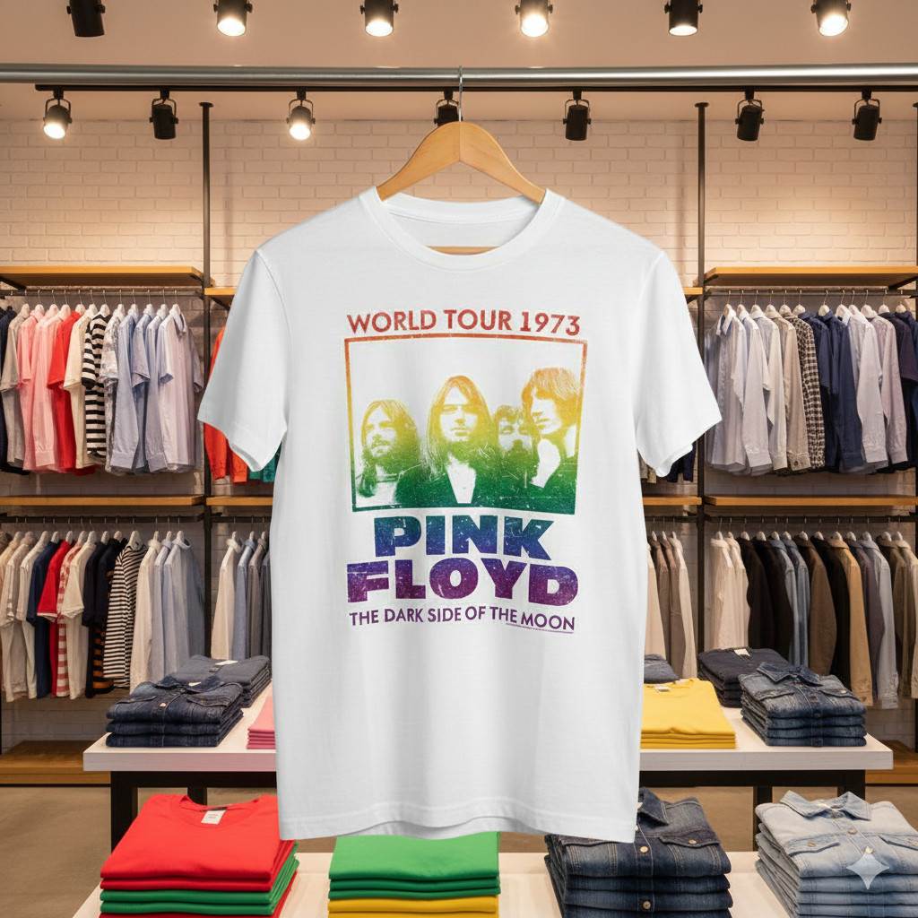 Psychedelic Rock Band World Tour 1973 Rainbow Album Style T Shirt White - T625 gallery