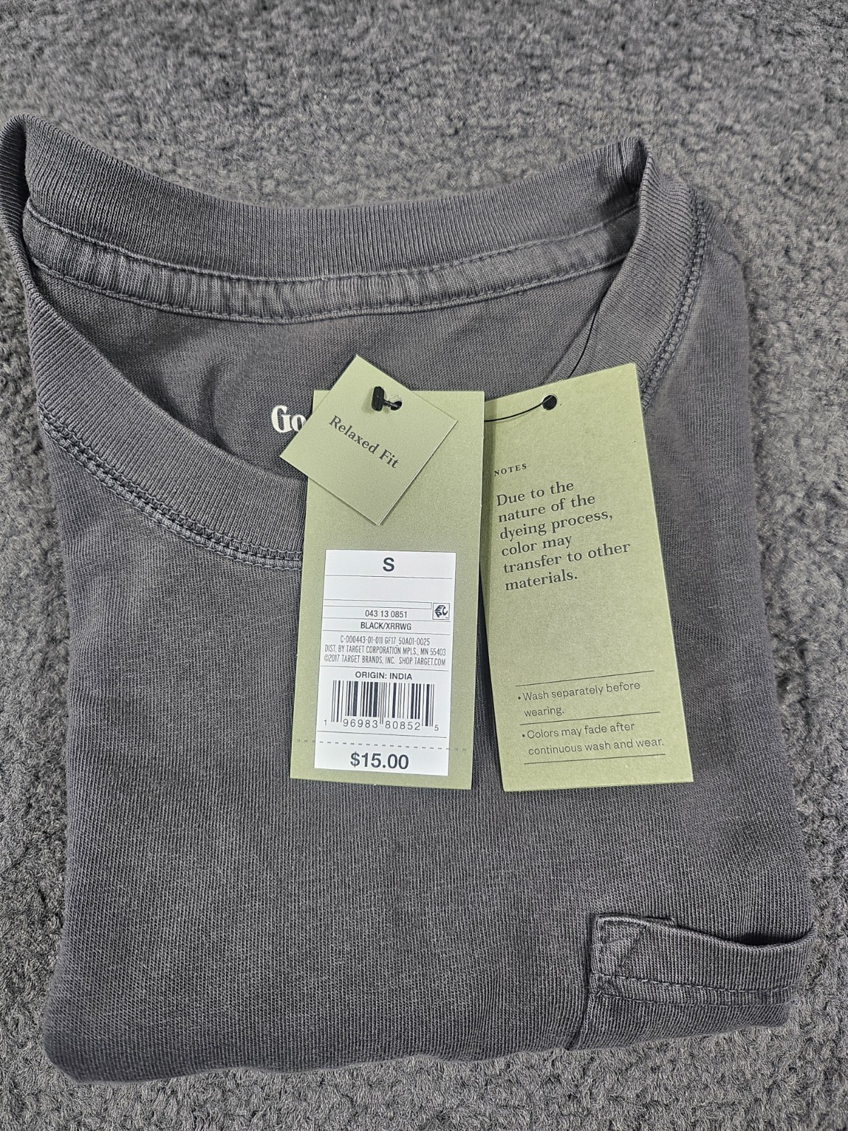 Men's Crew Neck T Shirts 5 Pack SMALL Black Charcoal Pocket Relaxed Goodfellow gallery