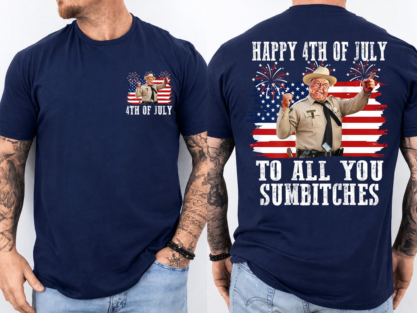 Happy 4th of July to All You Sumbitches Patriotic 2 Sides T-Shirt gallery