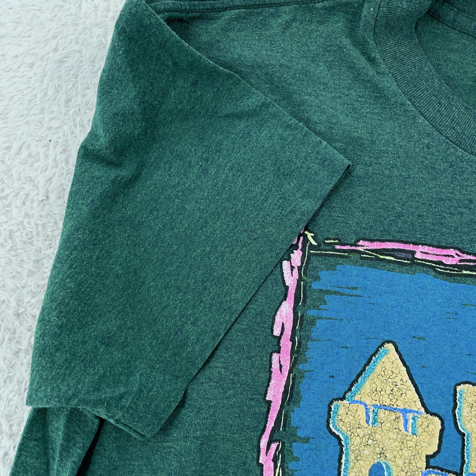 Vintage Florida Shirt Large Green USA Sandcastle Beach Surf 90s Ocean Sea Shell gallery