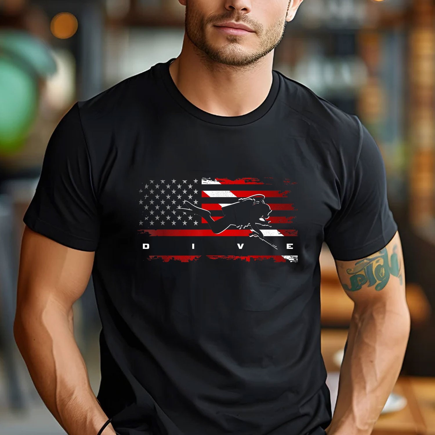 American Flag Scuba Diving T-Shirt Patriotic Scuba Diver Shirt