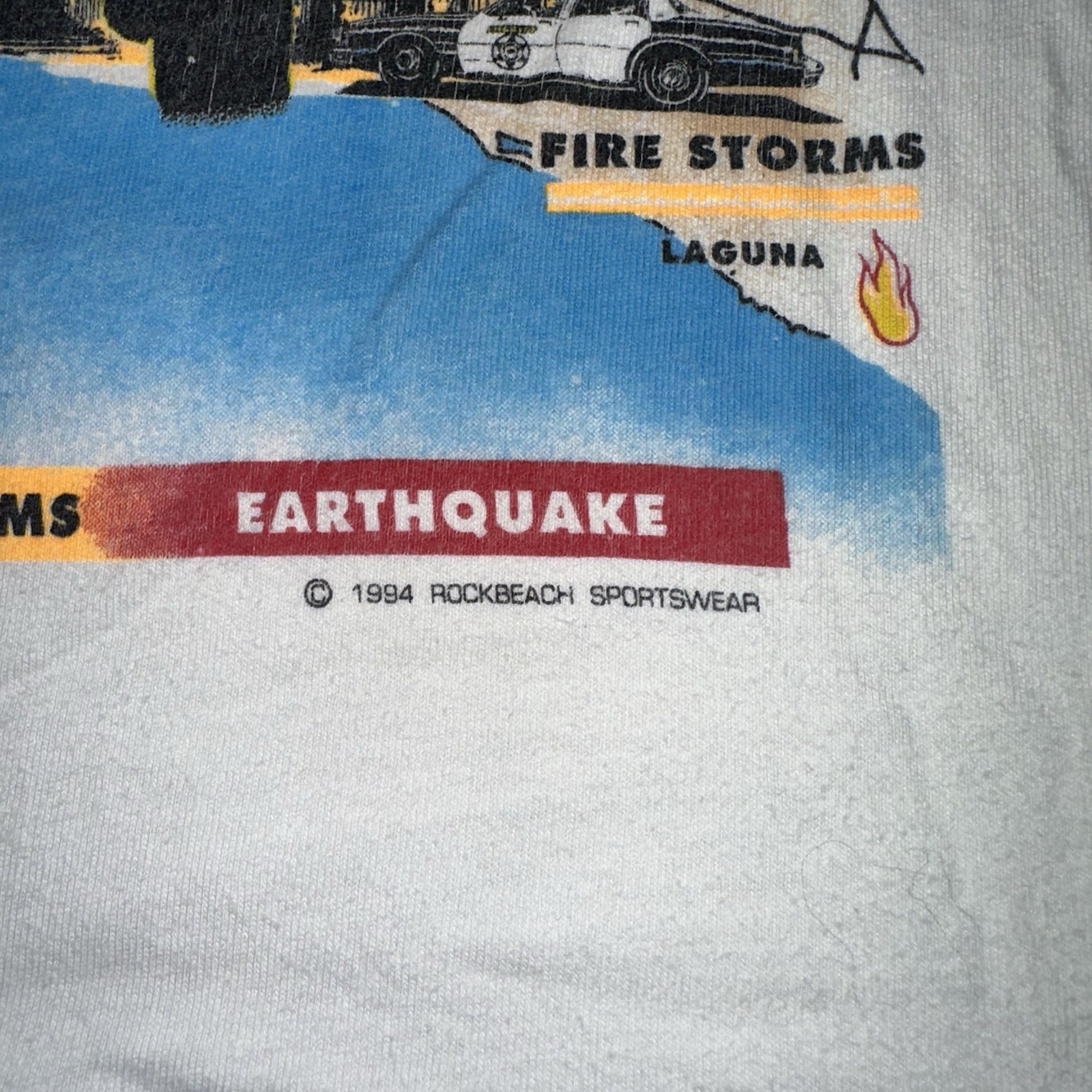 VTG 1994 California Four Seasons White Shirt Size L Single Stitch Floods Riots gallery