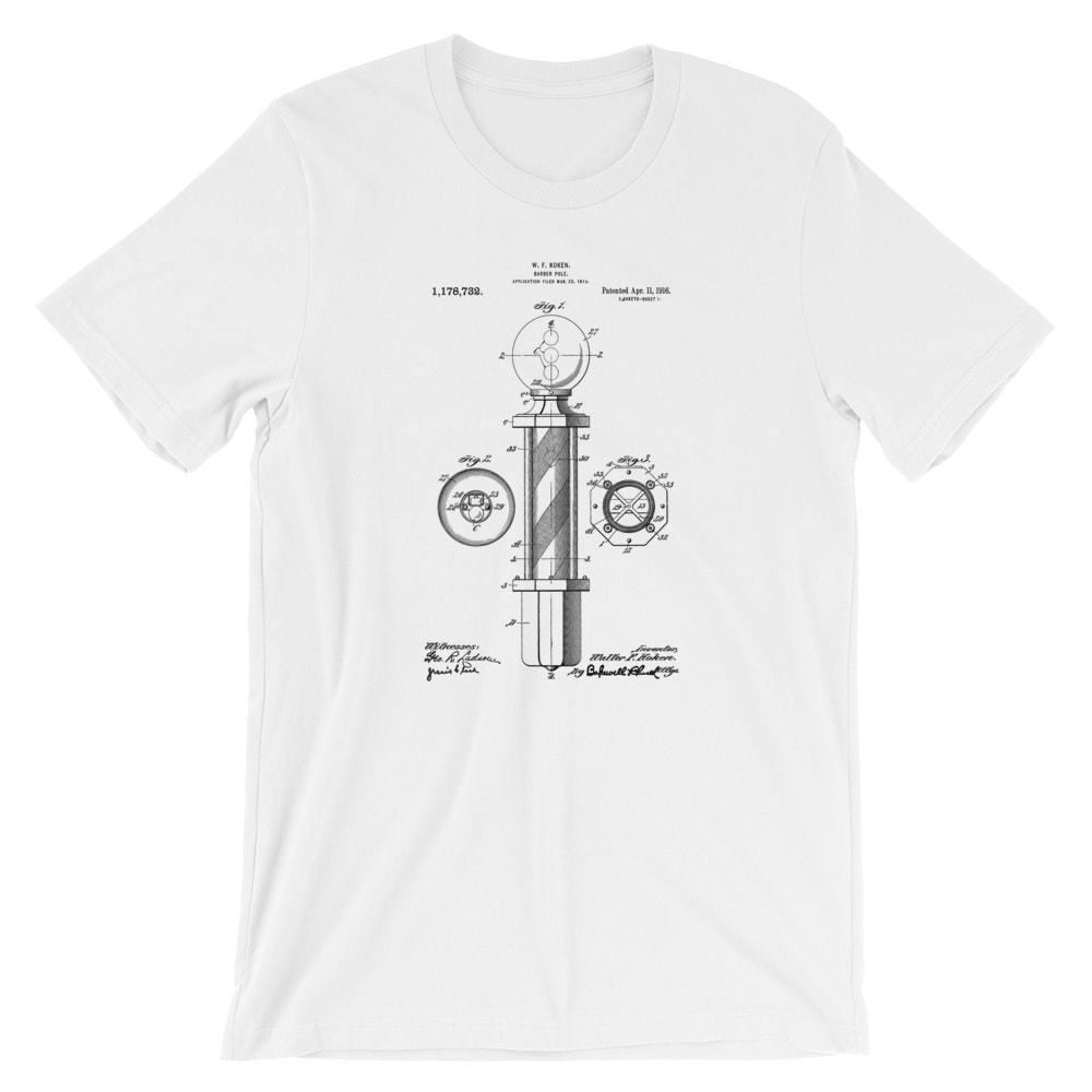 Barber Pole Patent T-Shirt. 100% Soft Cotton Premium Tee on Black, White or Gray gallery