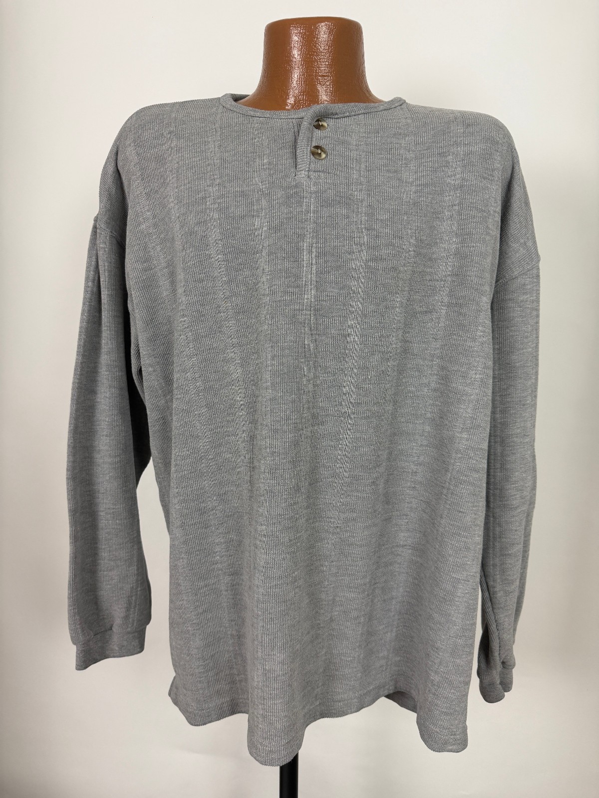 Vintage 90s Ribbed Henley Men XL Oversized Drop Shoulder Minimalist Grunge Heavy gallery