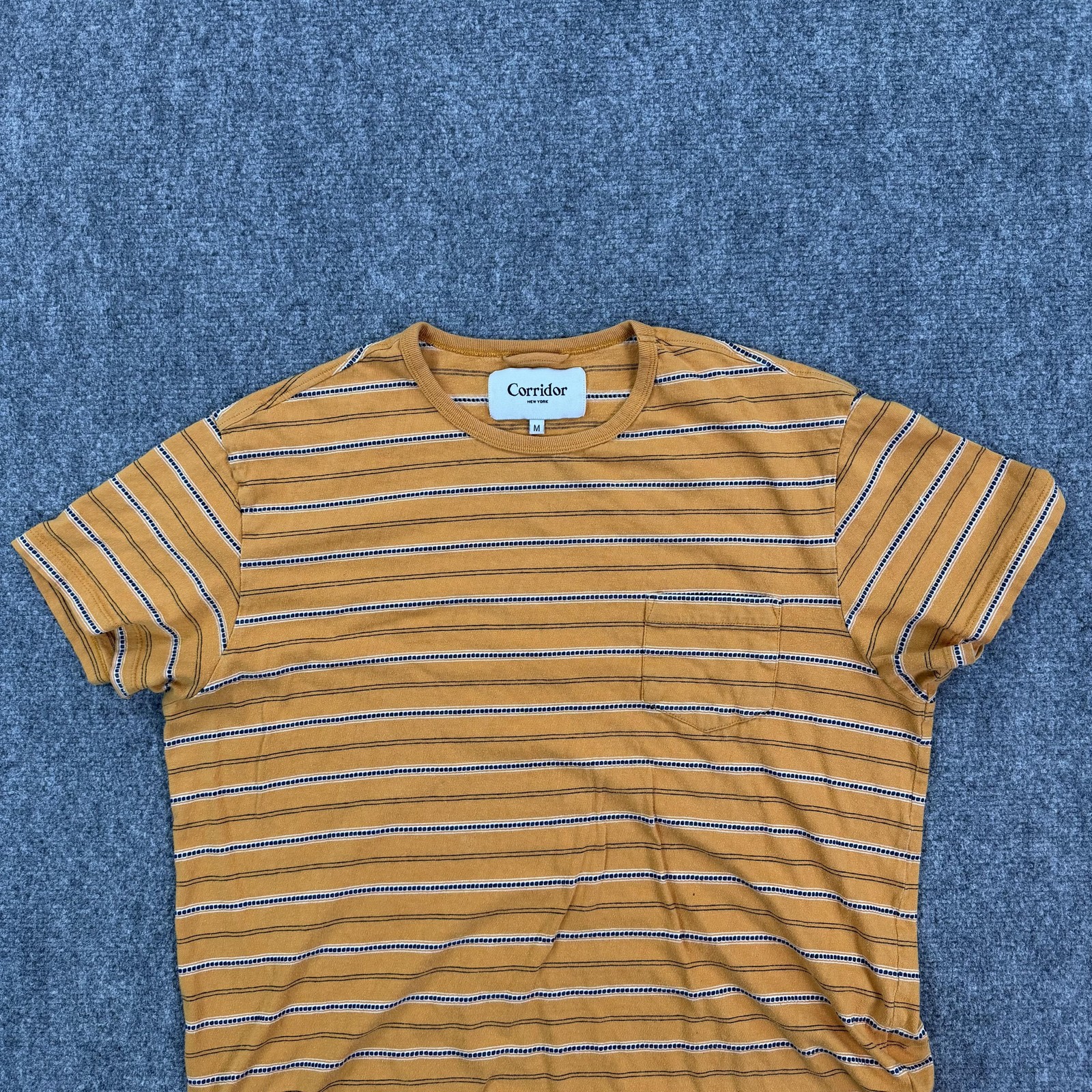 Corridor New York Shirt Mens Medium Yellow NYC Stripe Pocket Tee India Jersey gallery