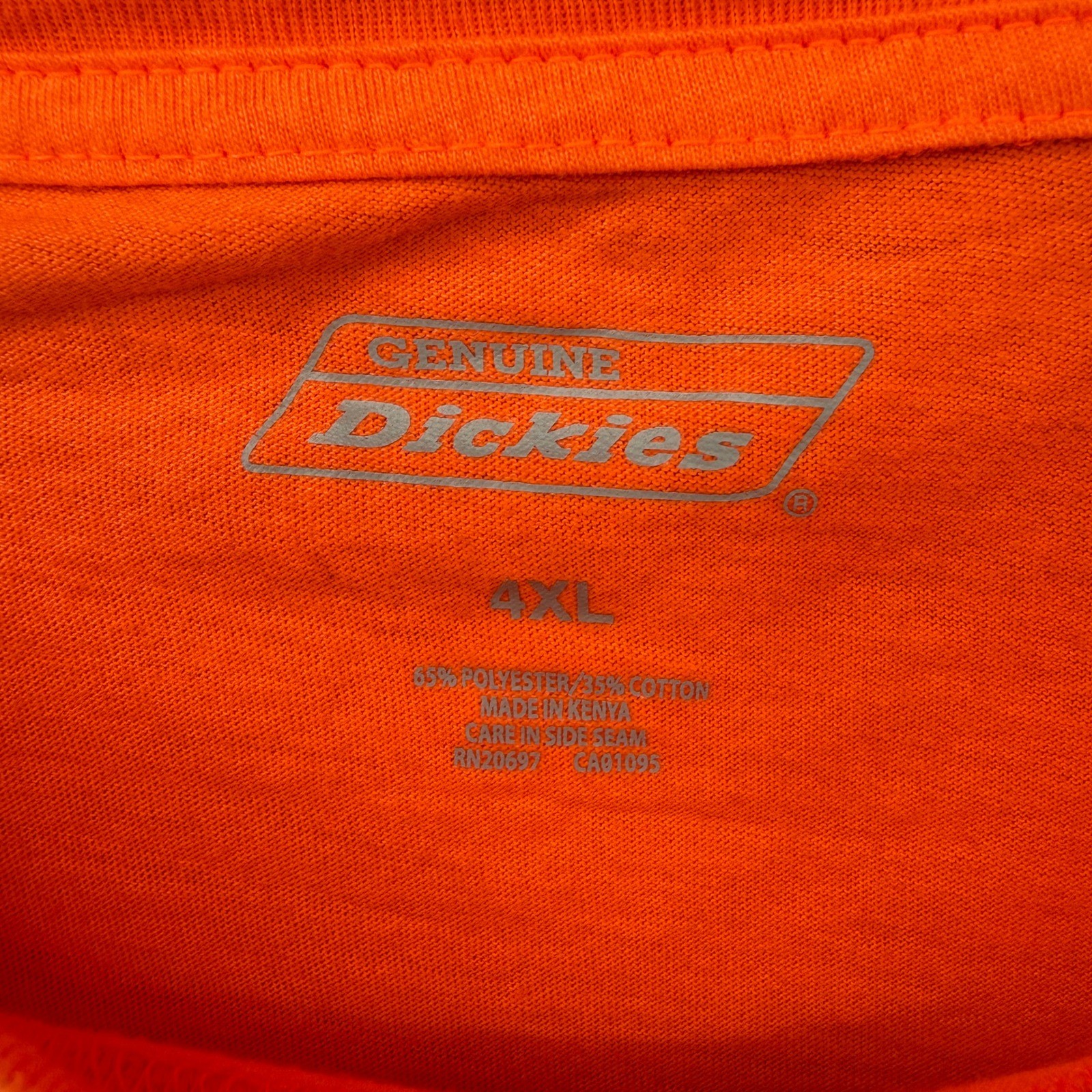 Genuine Dickies Mens 4XL Short Sleeve Pocket T-Shirt Safety Orange Workwear 4238 gallery
