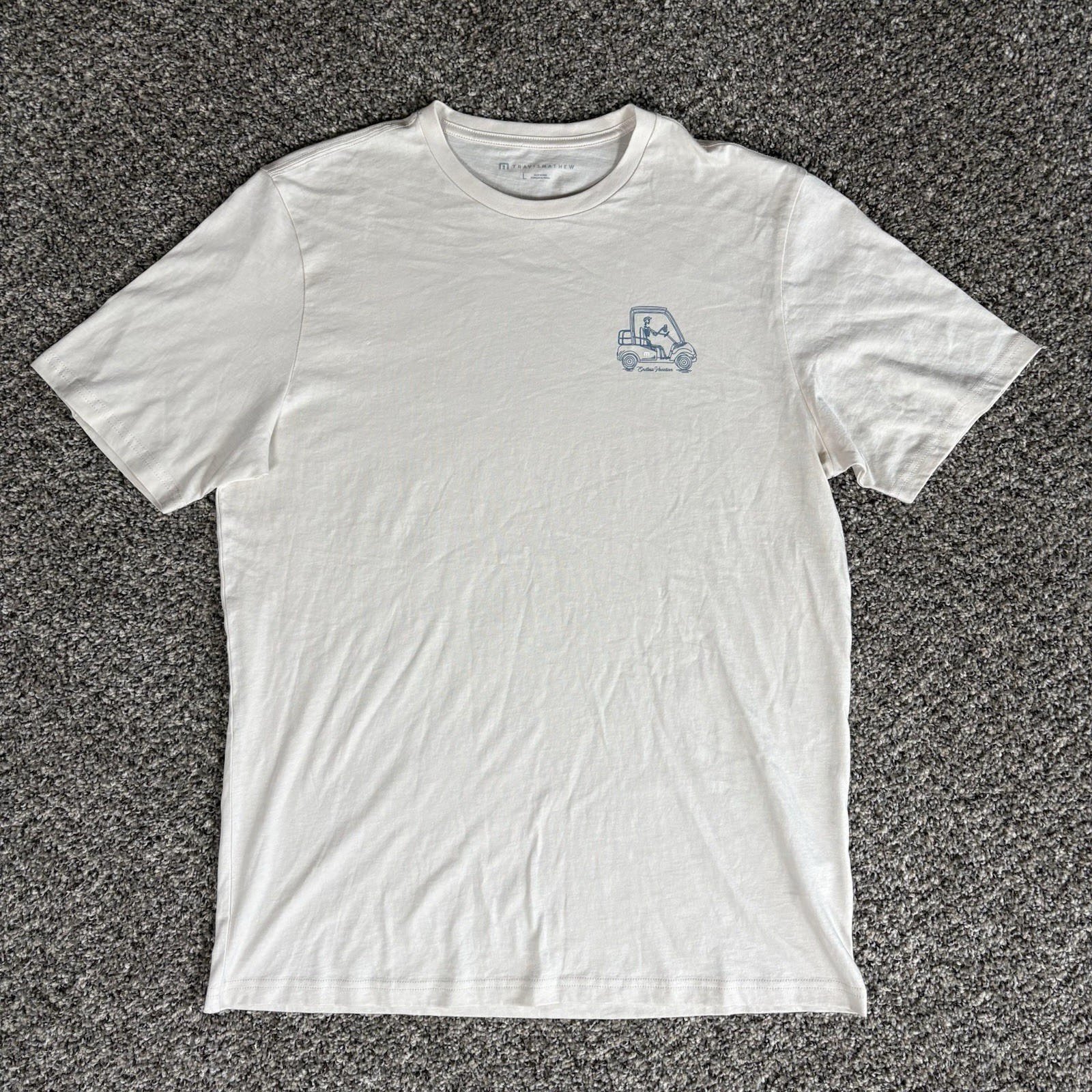 NWT Travis Mathew Beige Tropical Bar Crawl Golf Shirt Mens Large