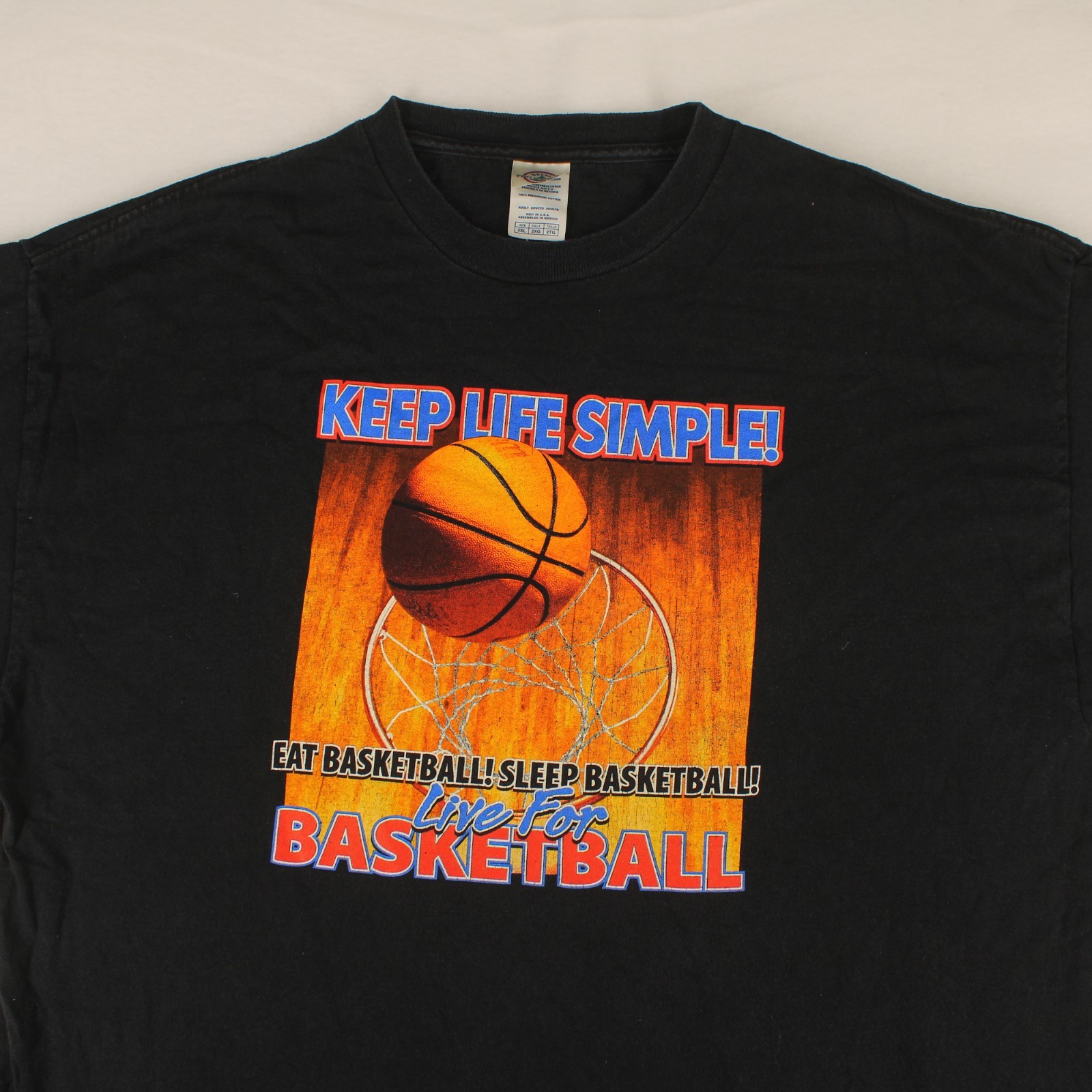 EAT SLEEP BASKETBALL Vtg Delta Pro Black Graphic T-SHIRT Men's 2XL gallery