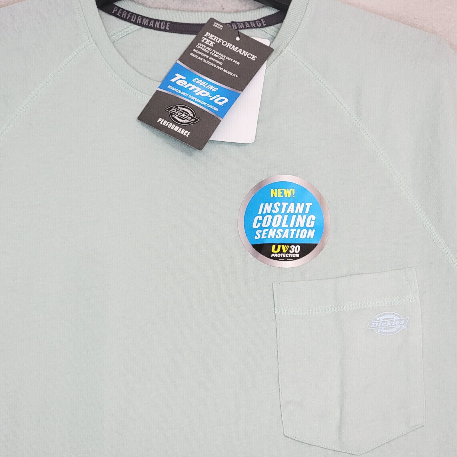 DICKIES Shirt Mens LARGE L GREEN WORK WEAR Light Fast Dry POCKET TEE UV 30 NWT B gallery