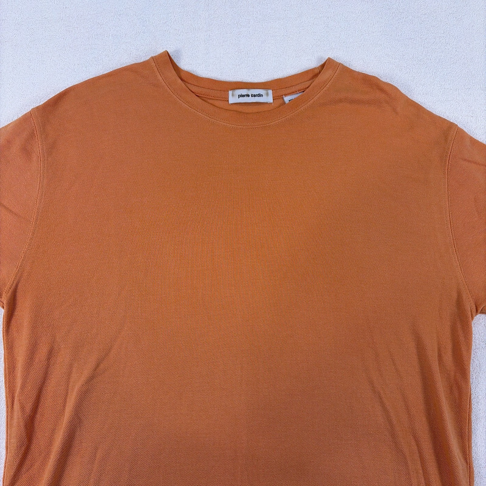 Pierre Cardin Men’s Large T-Shirt Orange Rayon Blend Soft Short Sleeve Crew Neck