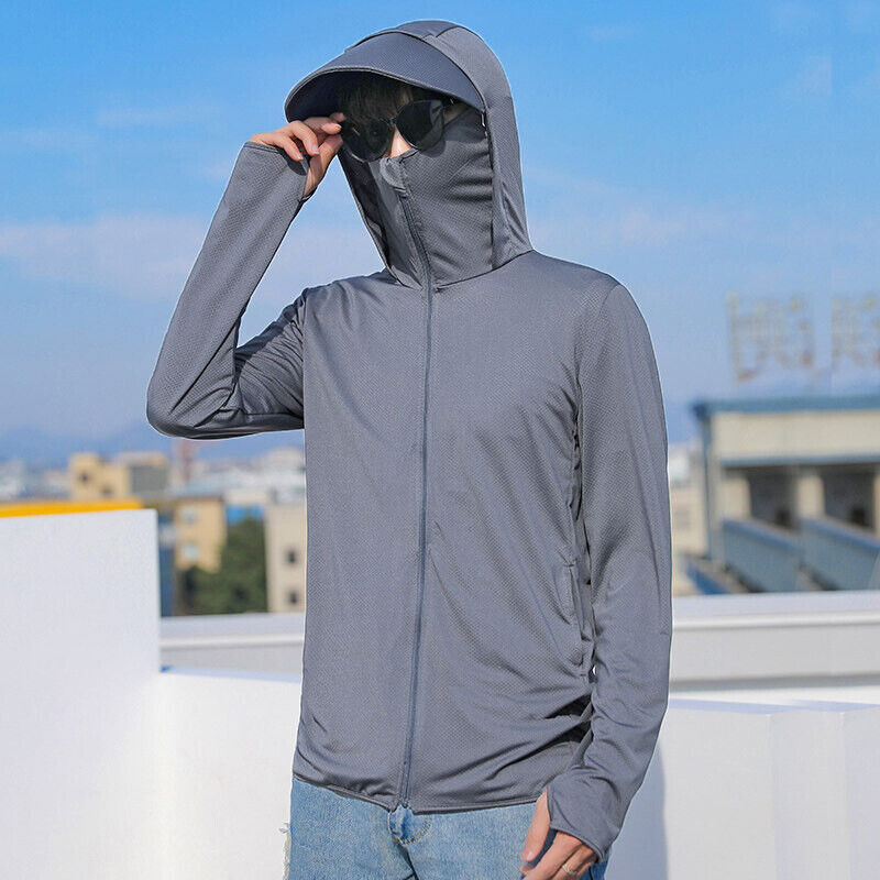 Upf 50+ Men's Long Sleeve Sun Skin Protection T-Shirt Outdoor Fishing Hoodies Us gallery