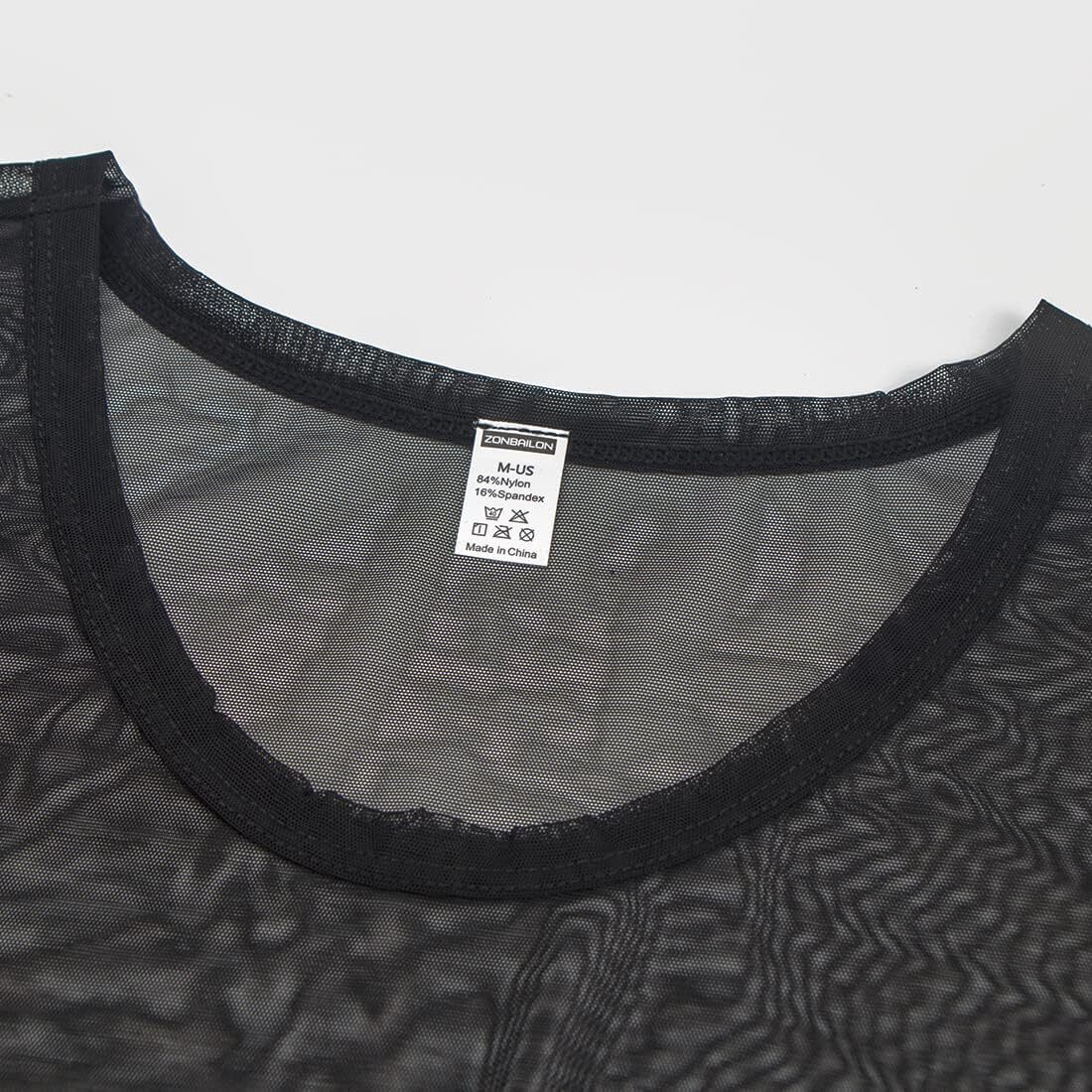 Mens Mesh Fitted Shirt Top Short Sleeve See Through Muscle T-Shirts gallery