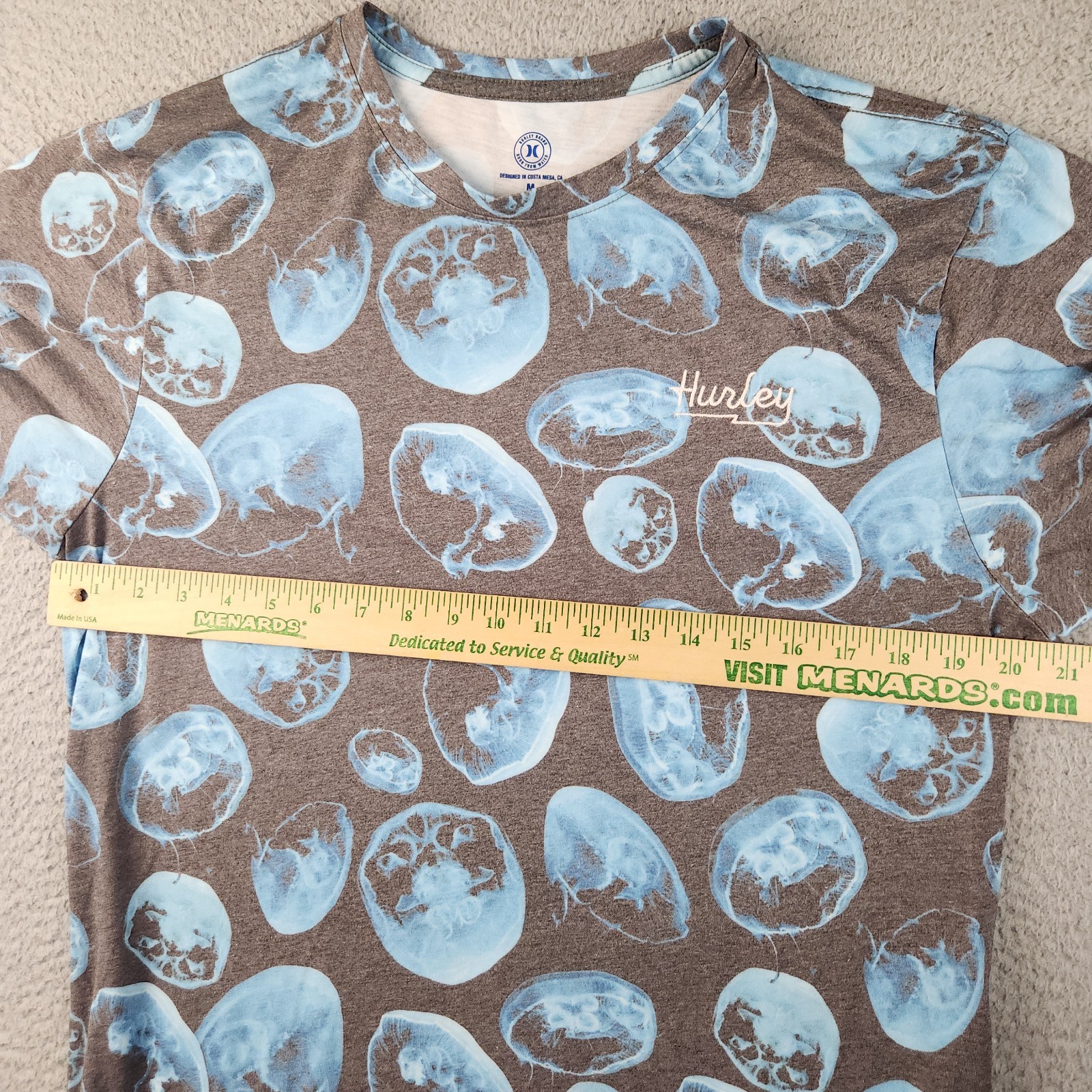 Hurley Jelly Fish Sublimated Shirt All Over Print Ultra Soft Men's Medium Surf gallery