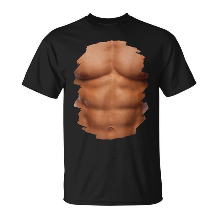 Funny 3D Ripped Muscle T Shirt Men Fake Six Pack Abs Bodybuilder Gym Gag Gift gallery