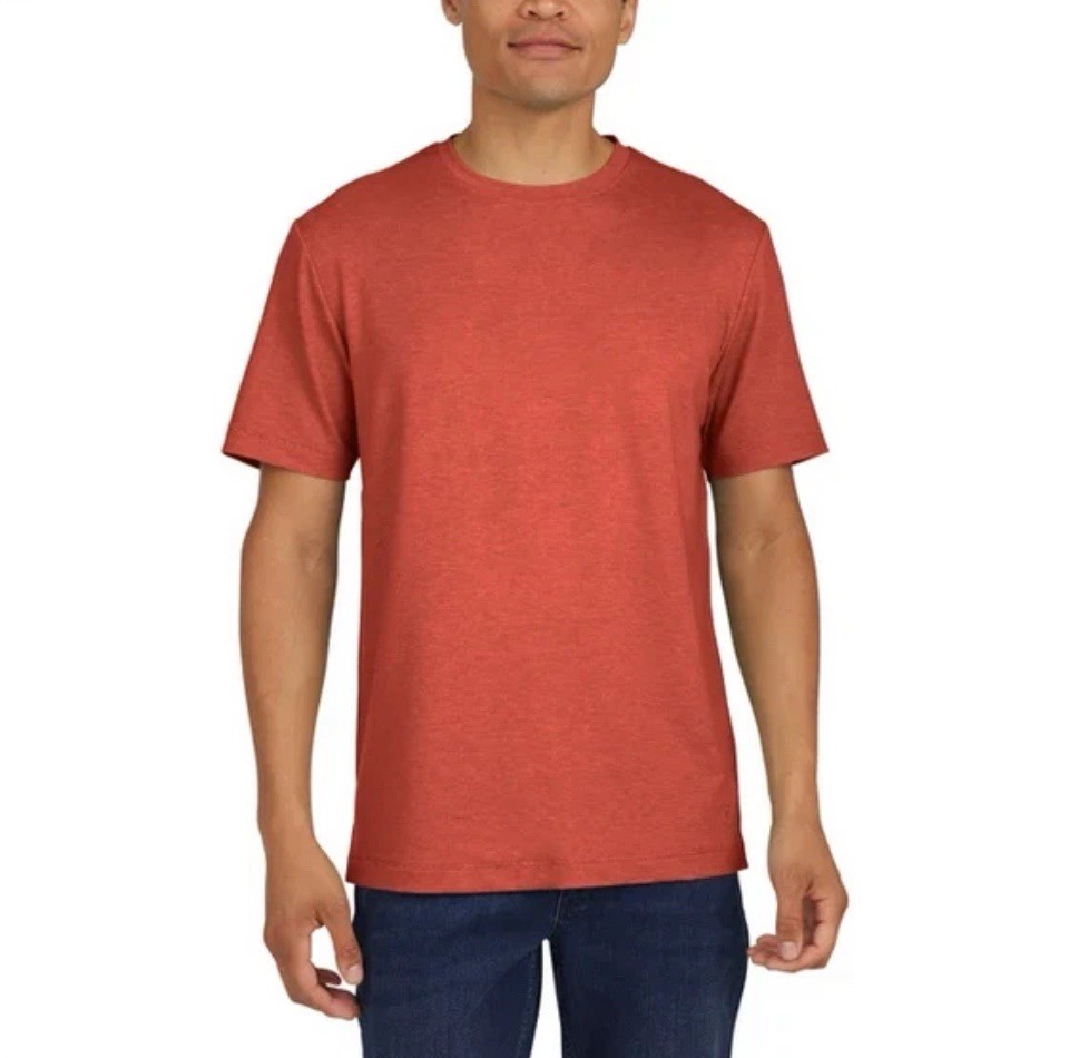 Lands’ End Men’s Short Sleeve Tee, Color Red, Size Small, Classic Fit, Stretch..