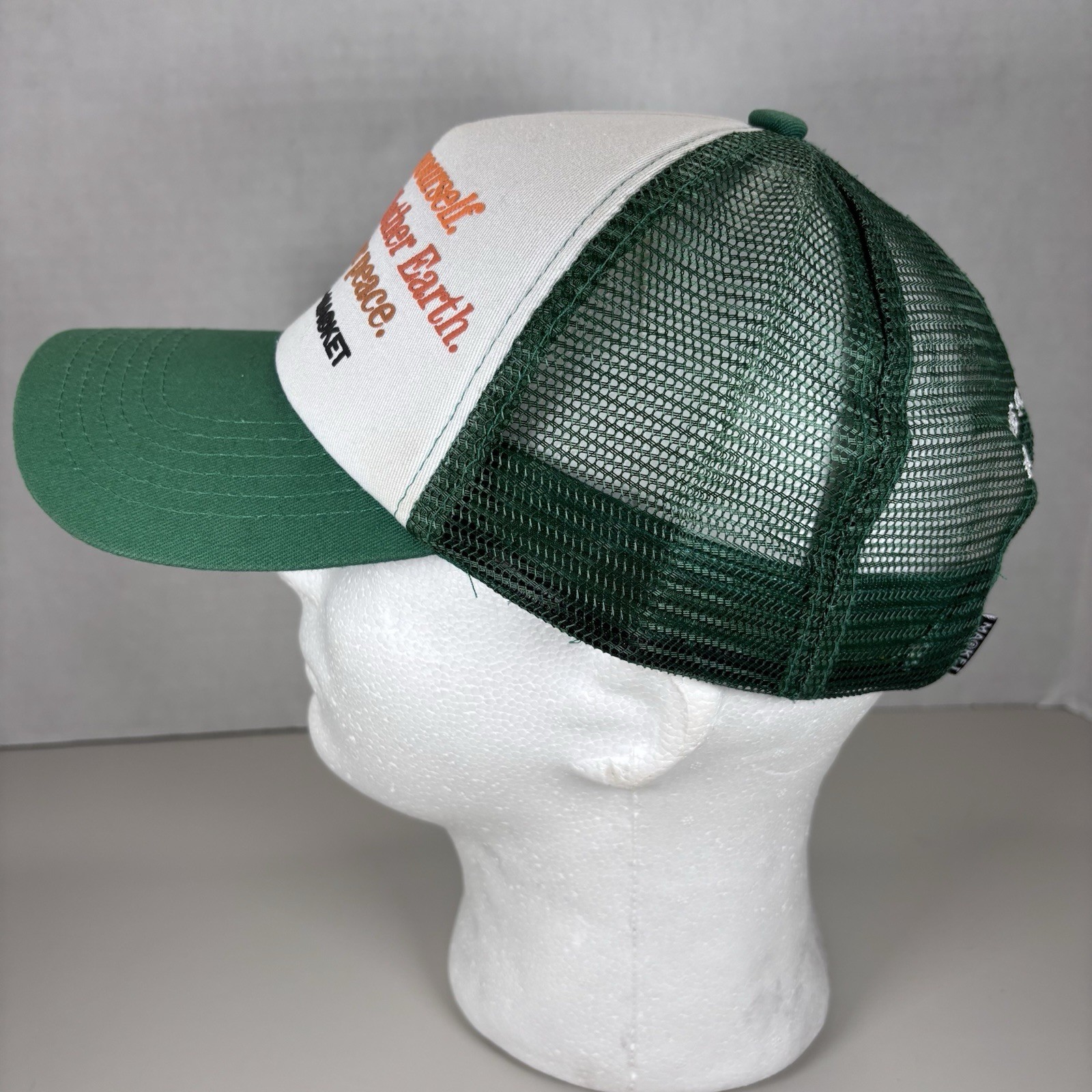 MA®KET Trucker Hat Green White Nurture Yourself Protect Peace Mesh Snapback gallery