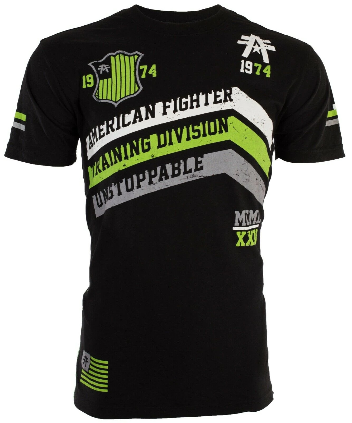 AMERICAN FIGHTER Corner Black Neon Green Athletic Mens Crewneck T-shirt S-3XL gallery