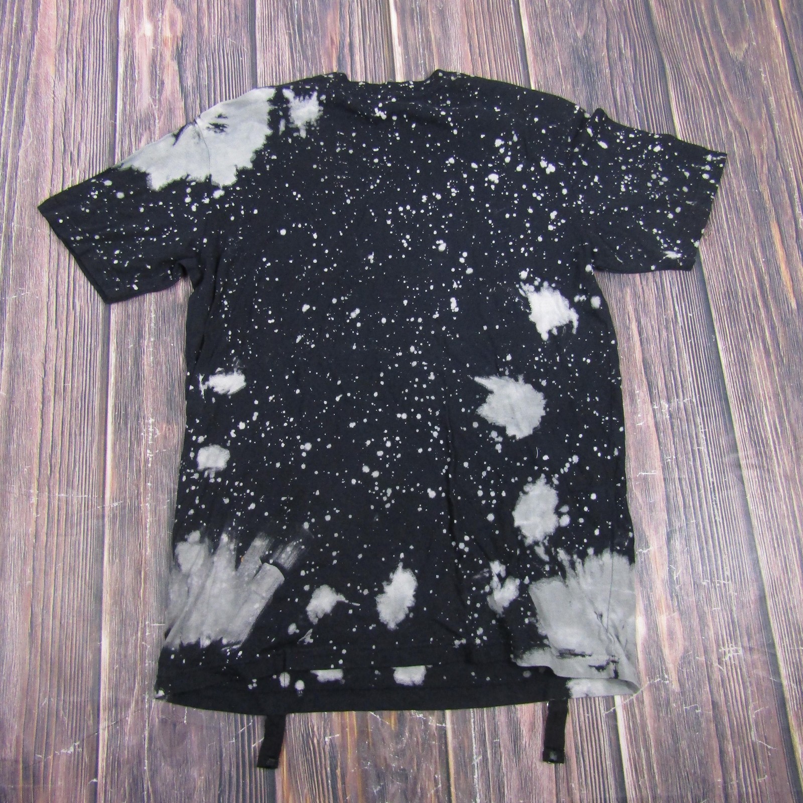 Galaxy Strap Graphic Shirt Mens M Black Bleach Splatter Short Sleeve Tee Punk gallery