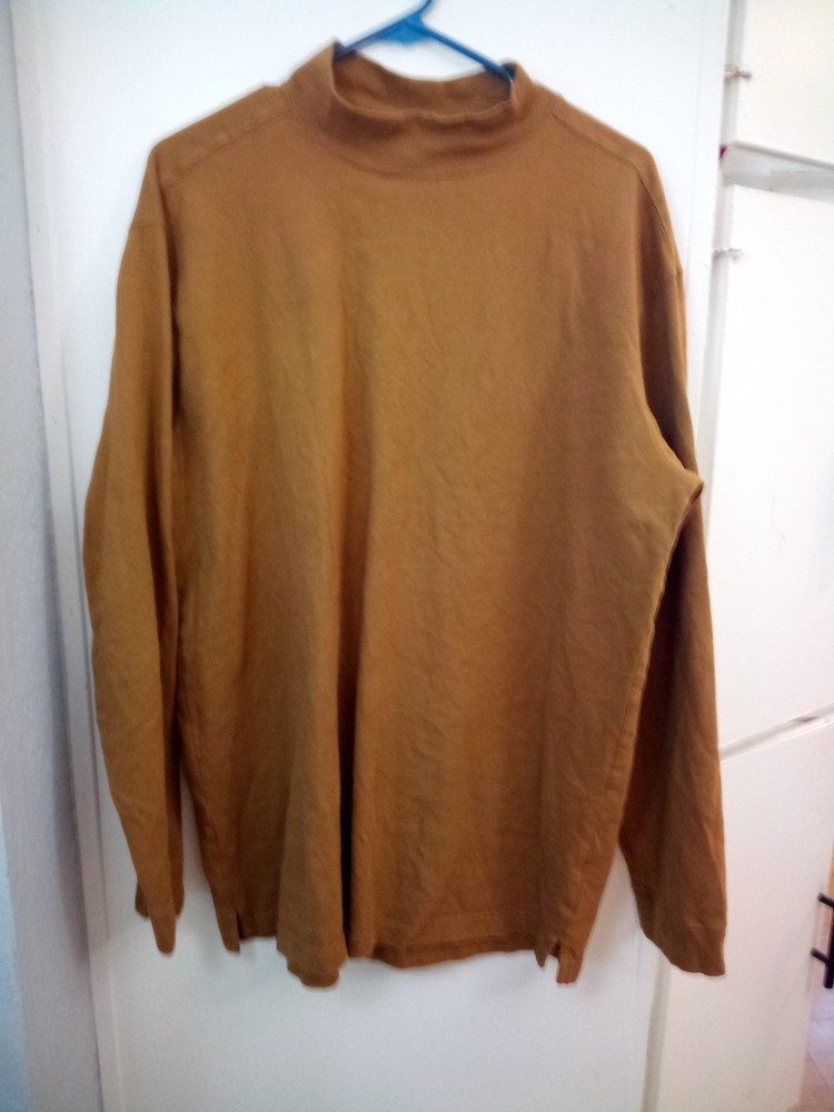 Duluth Trading Co Mens Mock Neck Long Sleeve Shirt M Sandstone