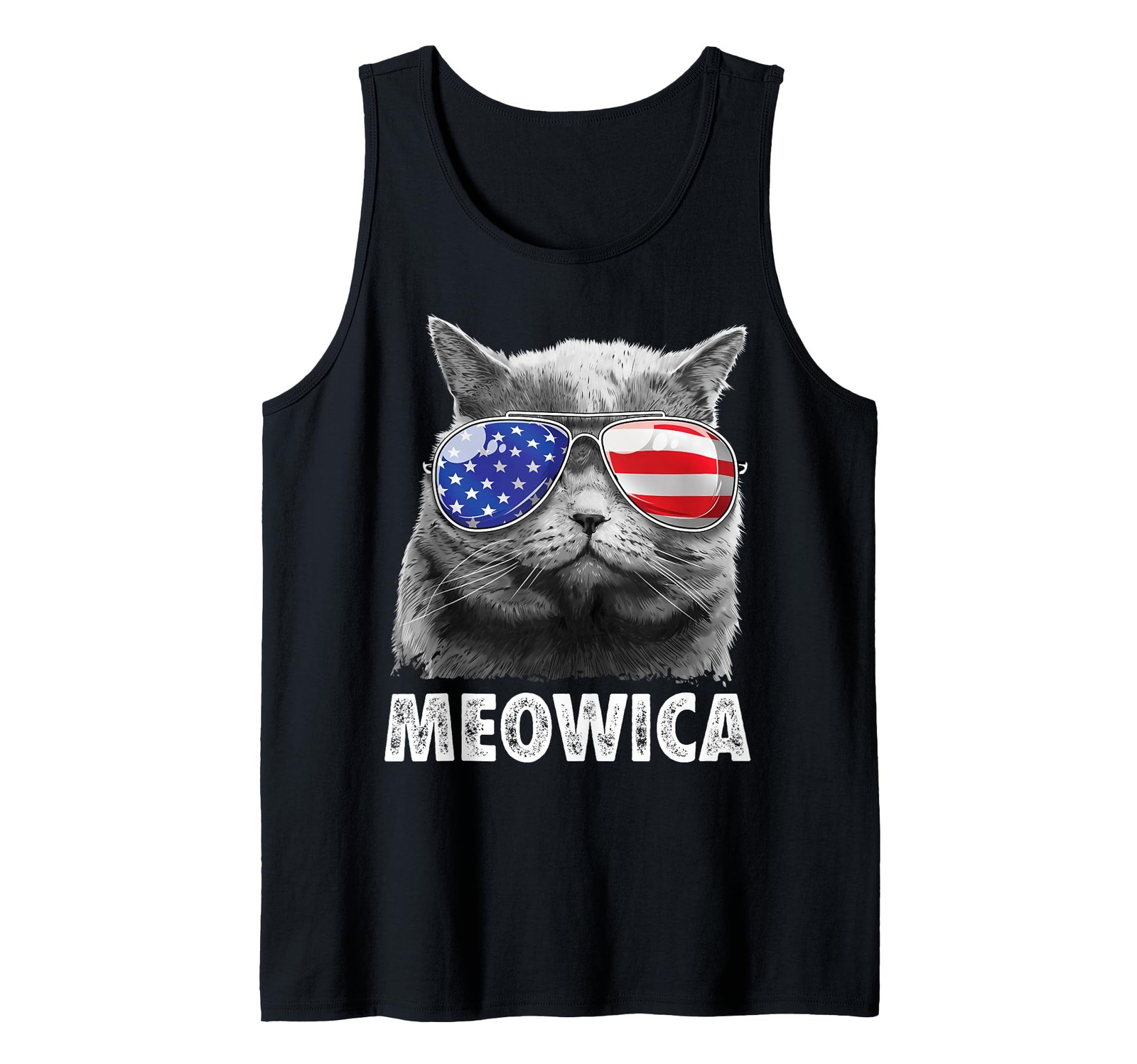 Meowica Cat 4th of July Merica Men Women USA American Flag Tank Top Small gallery