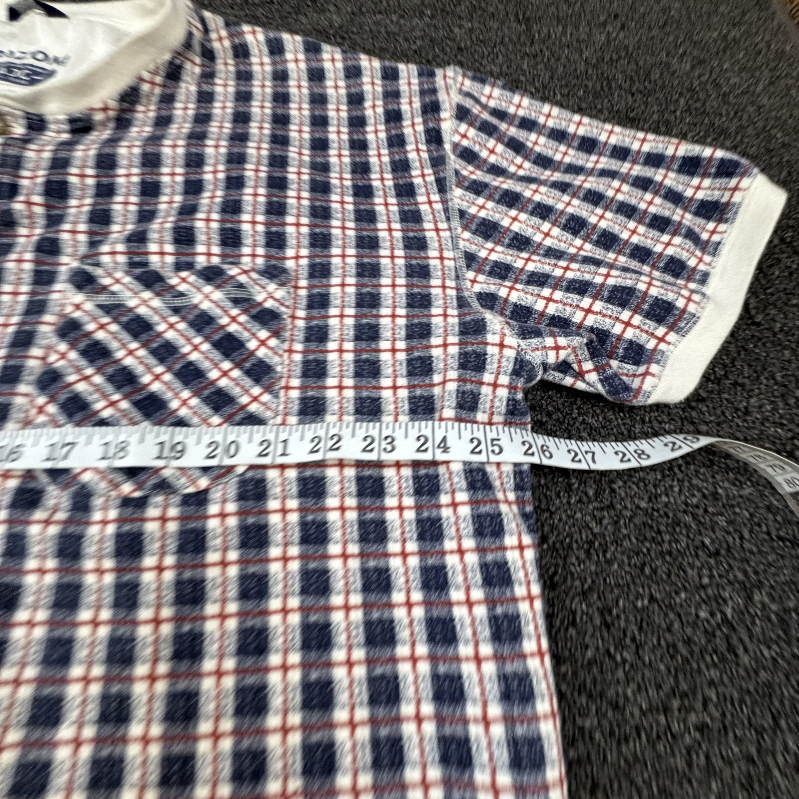 AriZona Shirt Mens XL Blue Short Sleeve Henley Check Pocket Button Logo Tee gallery
