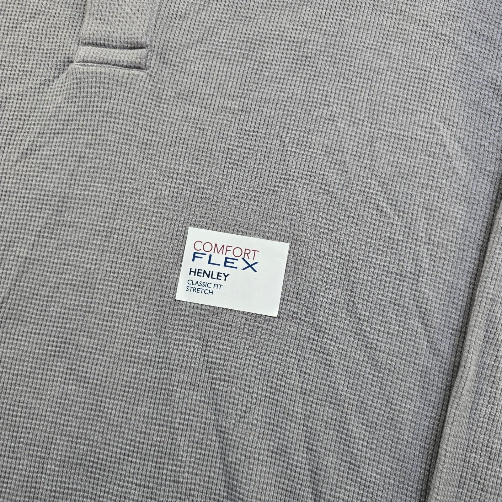 Saddlebred Henley Shirt Mens XLT Gray Cotton Blend Waffle Knit Comfort Flex NEW gallery