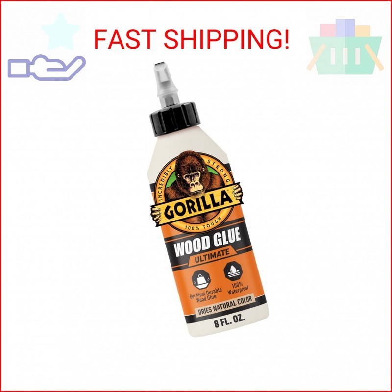 Gorilla Ultimate Waterproof Wood Glue, Natural Wood Color, 8 Ounce (Pack of 1) –