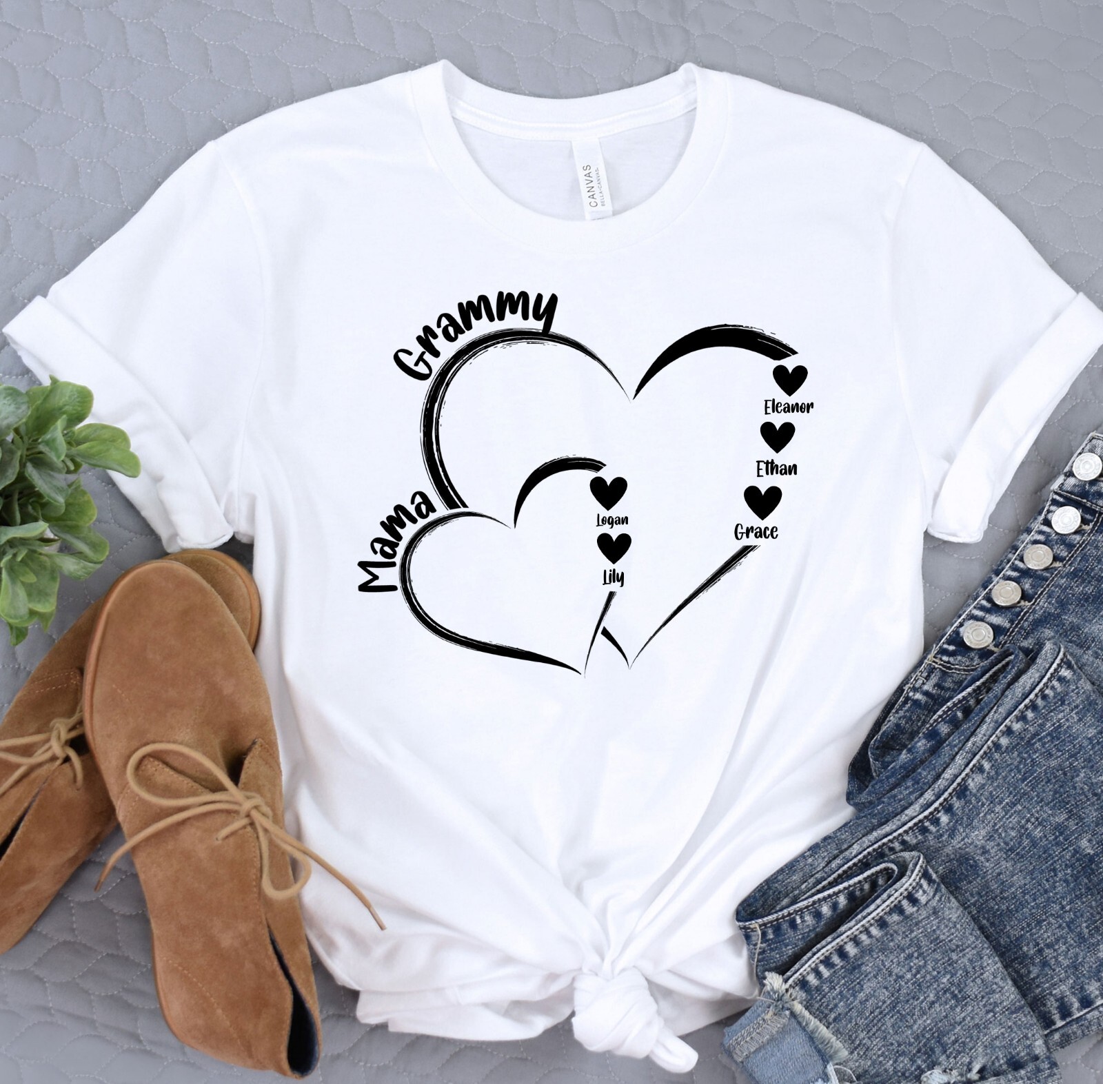 Personalized Grammy Heart Shirt with Kid Names, New Mom, Mother’s Day Gift Shirt